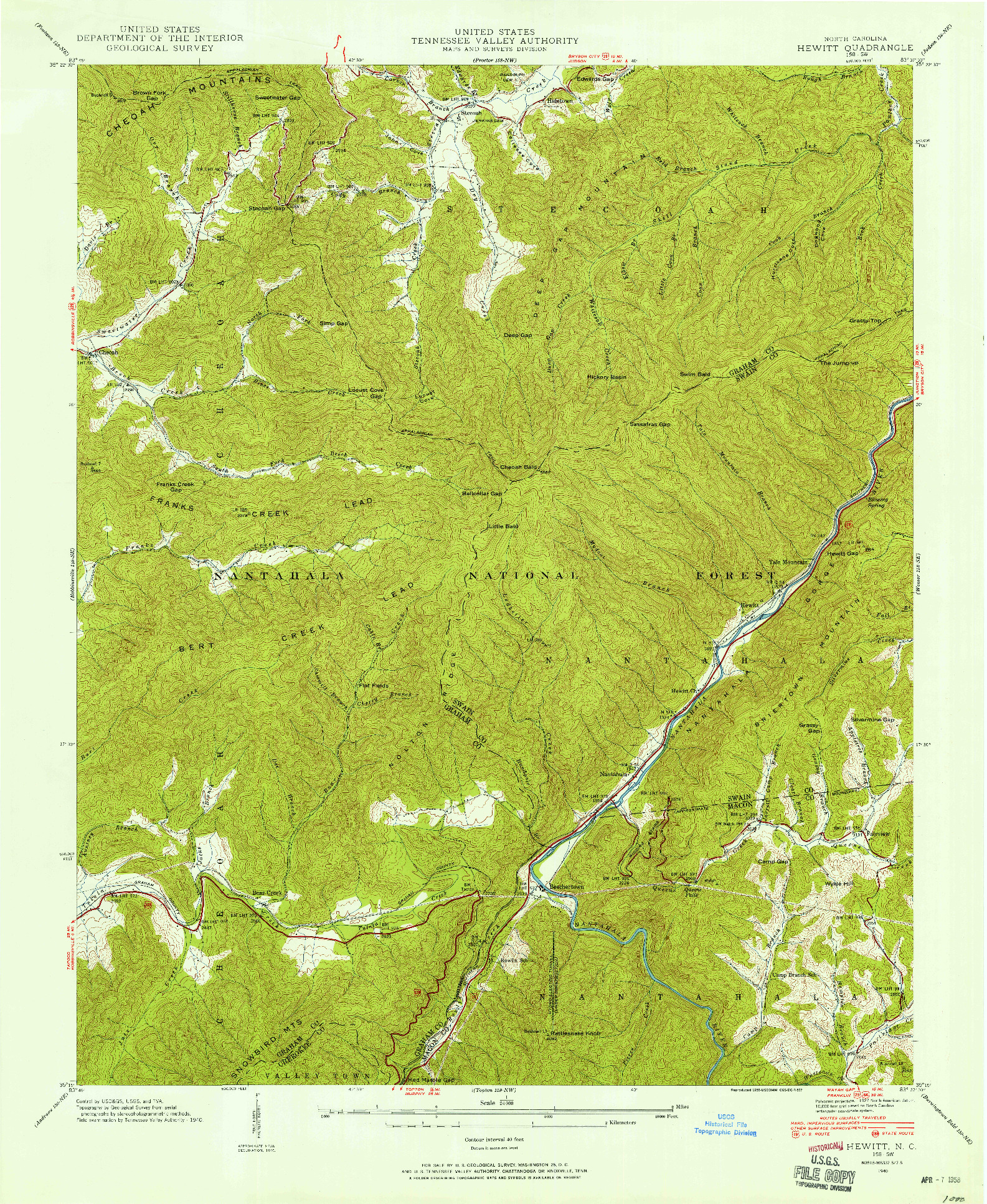 USGS 1:24000-SCALE QUADRANGLE FOR HEWITT, NC 1940