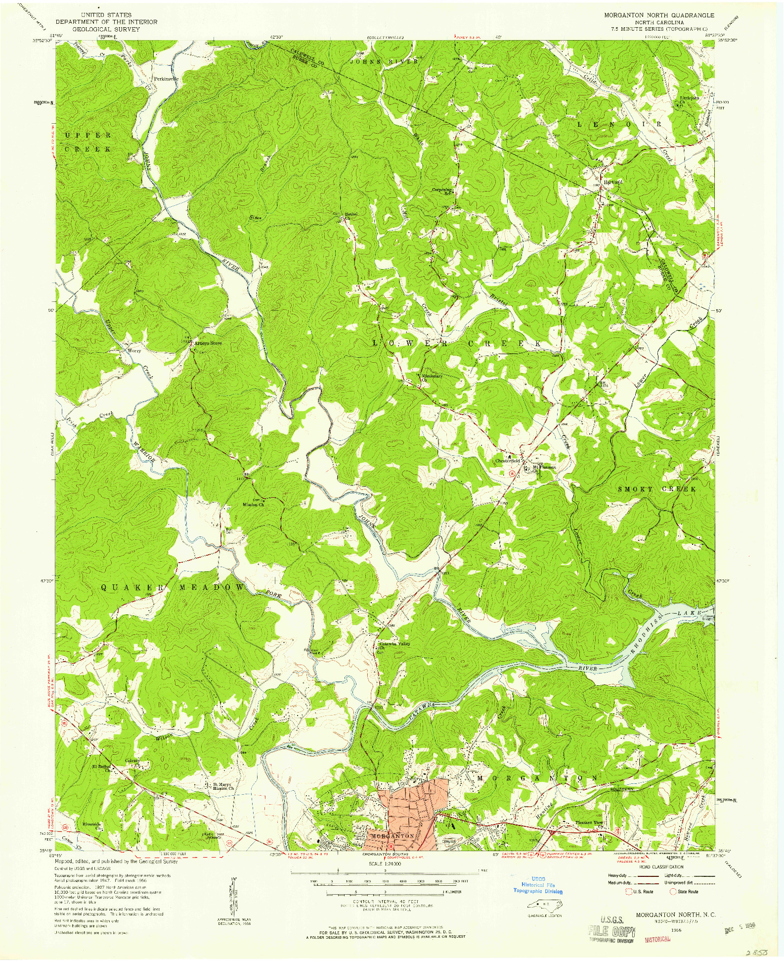 USGS 1:24000-SCALE QUADRANGLE FOR MORGANTON NORTH, NC 1956