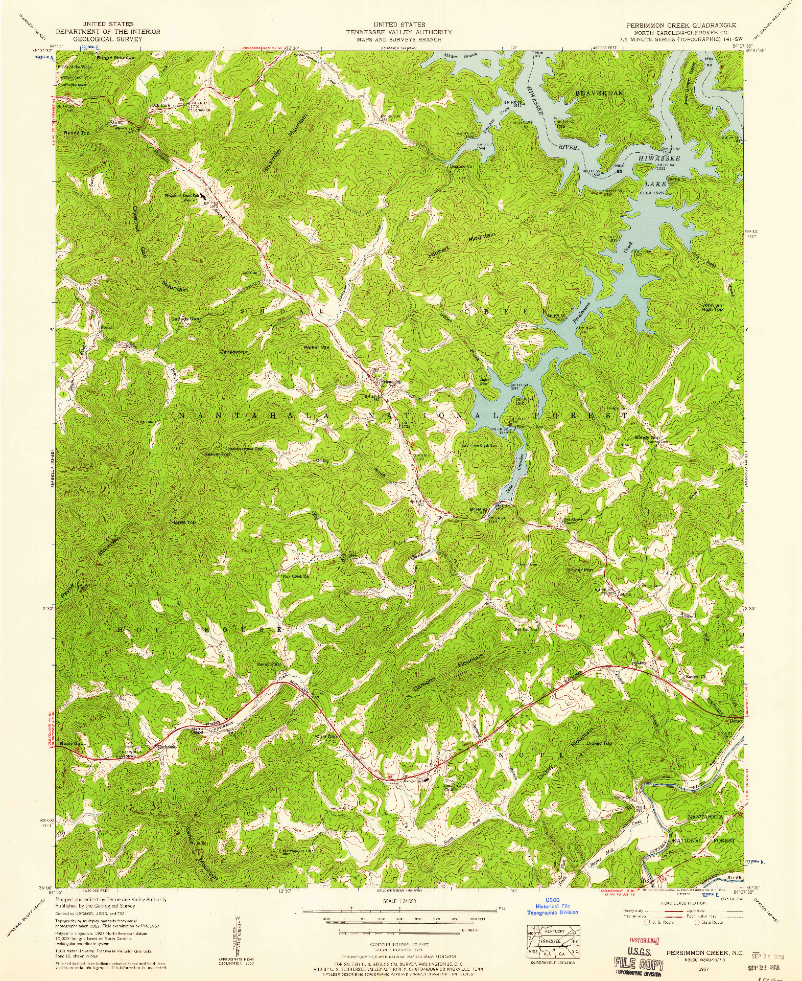 USGS 1:24000-SCALE QUADRANGLE FOR PERSIMMON CREEK, NC 1957