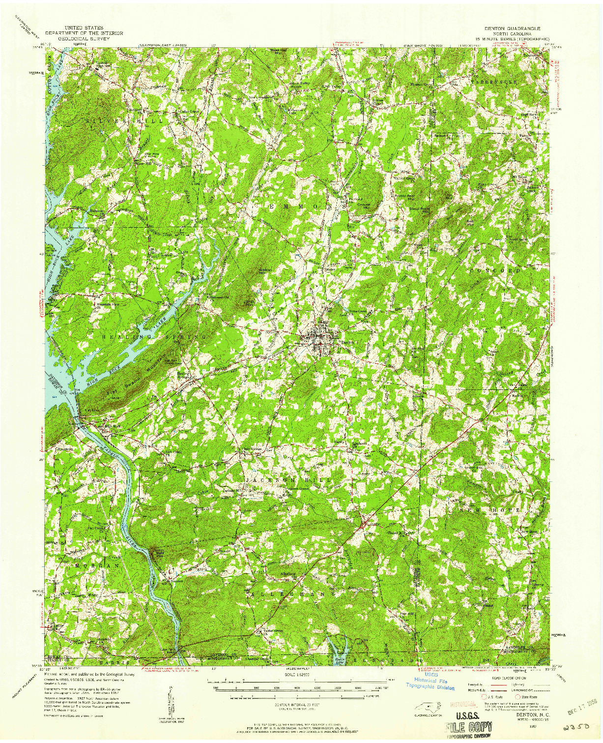 USGS 1:62500-SCALE QUADRANGLE FOR DENTON, NC 1957