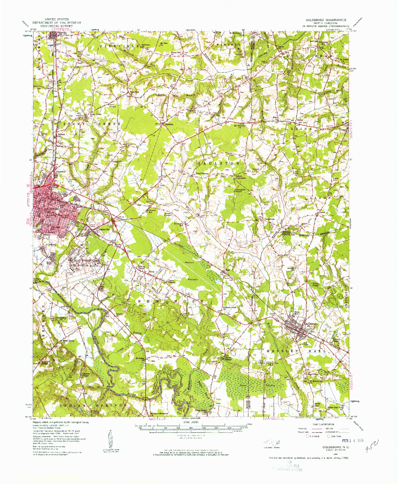 USGS 1:62500-SCALE QUADRANGLE FOR GOLDSBORO, NC 1957