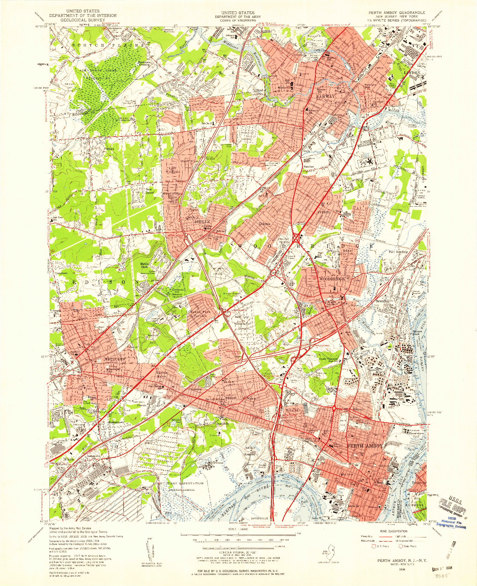 USGS 1:24000-SCALE QUADRANGLE FOR PERTH AMBOY, NJ 1956