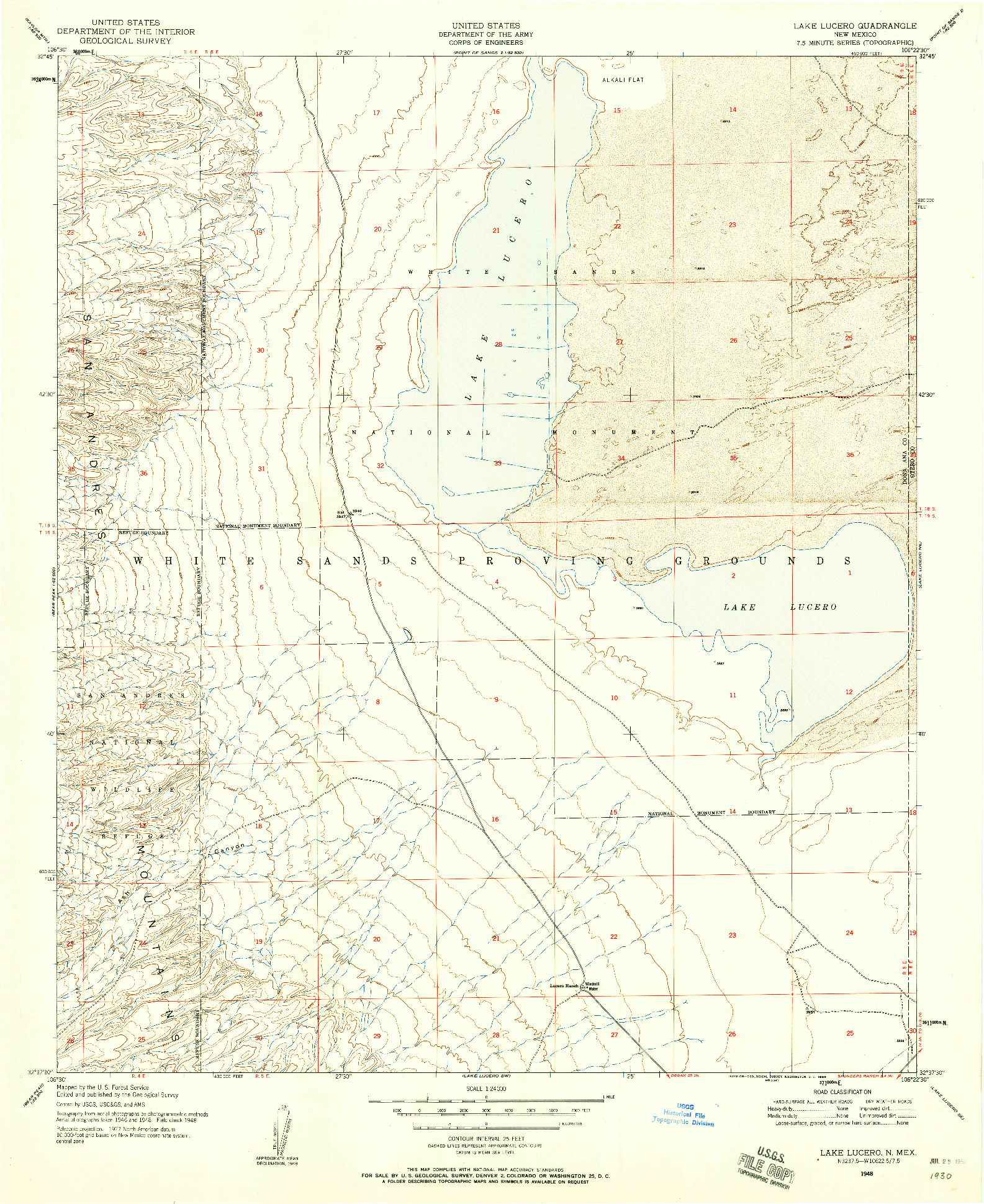 USGS 1:24000-SCALE QUADRANGLE FOR LAKE LUCERO, NM 1948