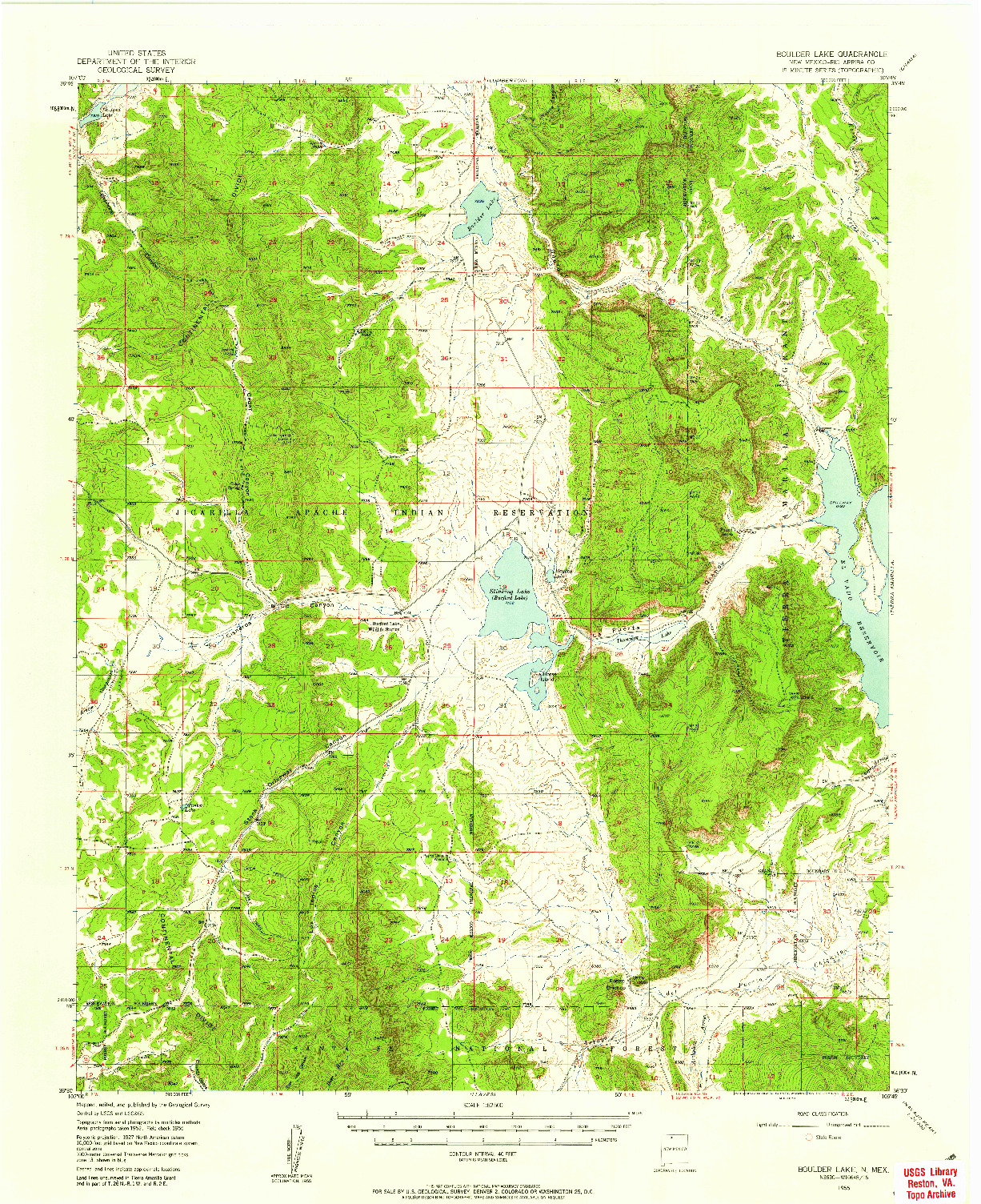 USGS 1:62500-SCALE QUADRANGLE FOR BOULDER LAKE, NM 1955