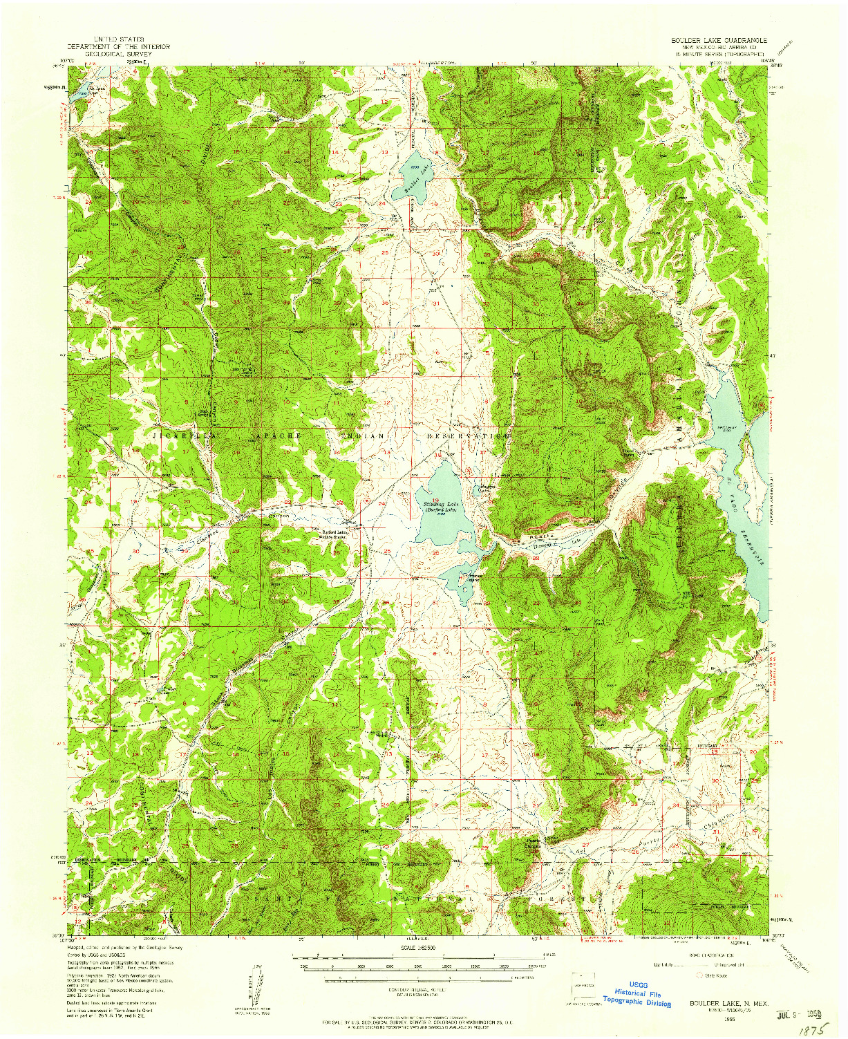 USGS 1:62500-SCALE QUADRANGLE FOR BOULDER LAKE, NM 1955