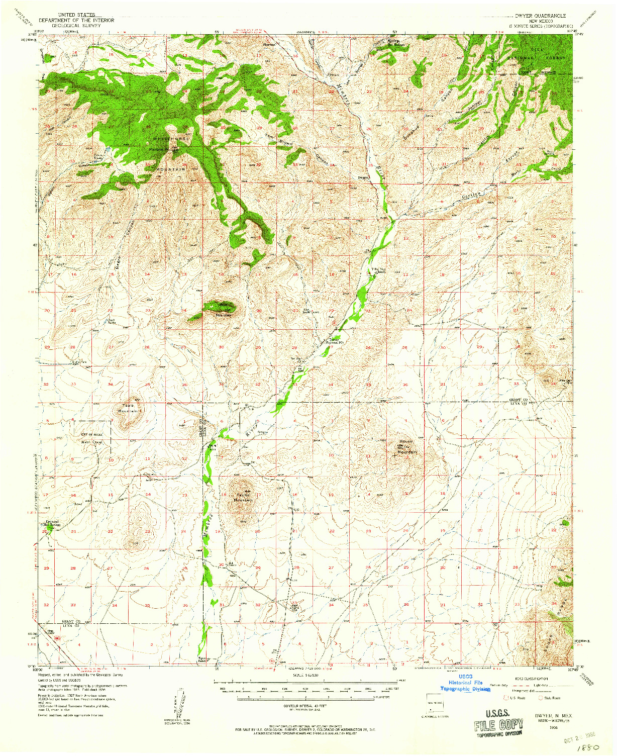 USGS 1:62500-SCALE QUADRANGLE FOR DWYER, NM 1956