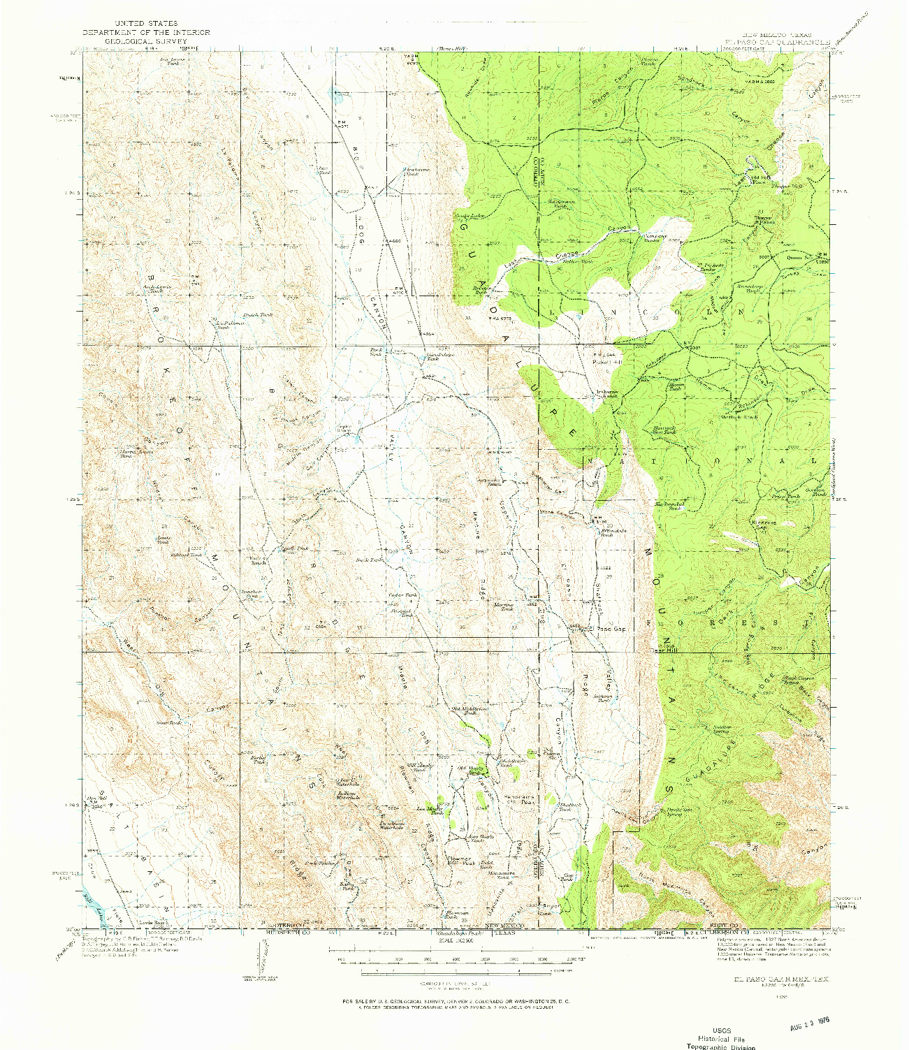 USGS 1:62500-SCALE QUADRANGLE FOR EL PASO GAP, NM 1935