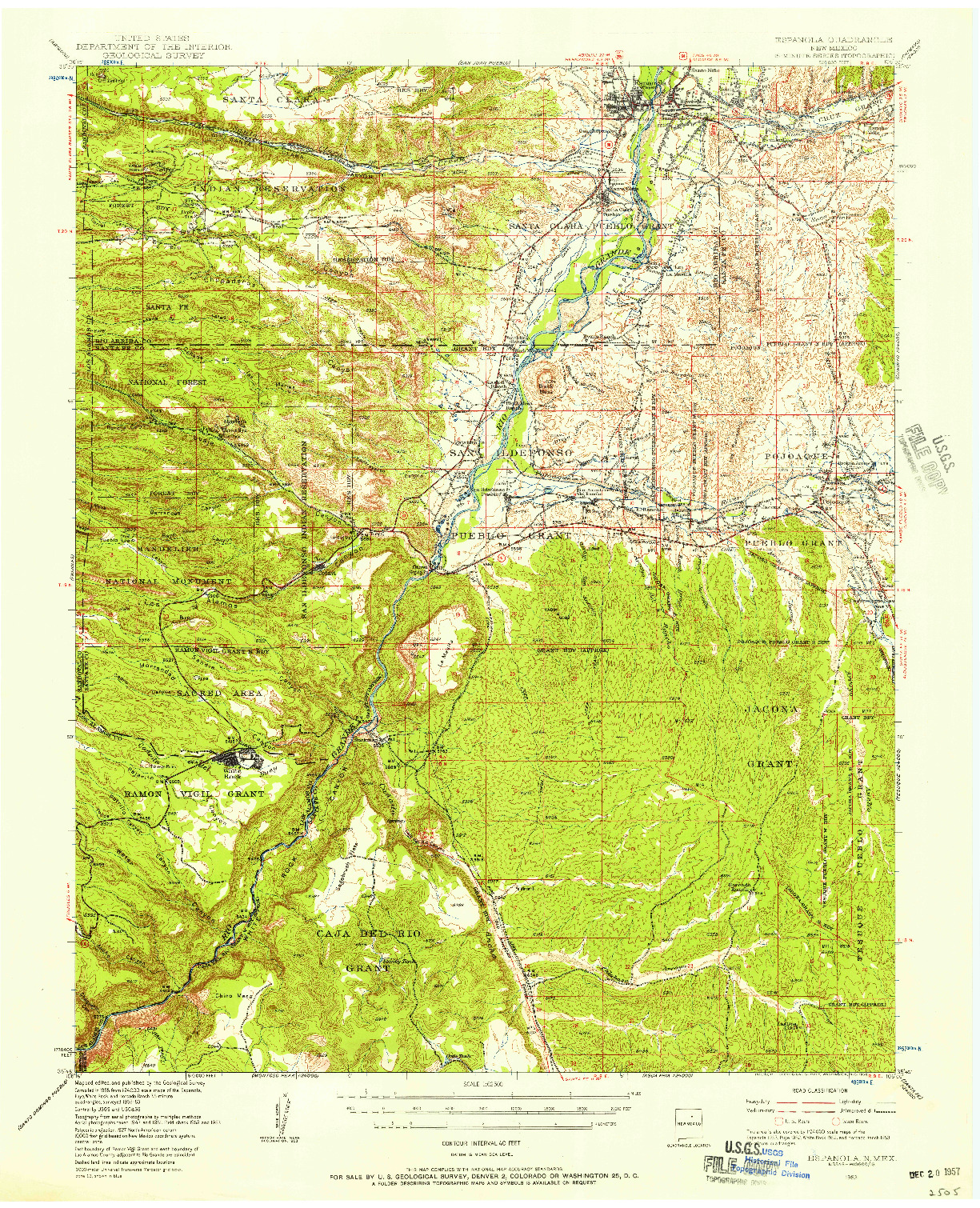 USGS 1:62500-SCALE QUADRANGLE FOR ESPANOLA, NM 1953