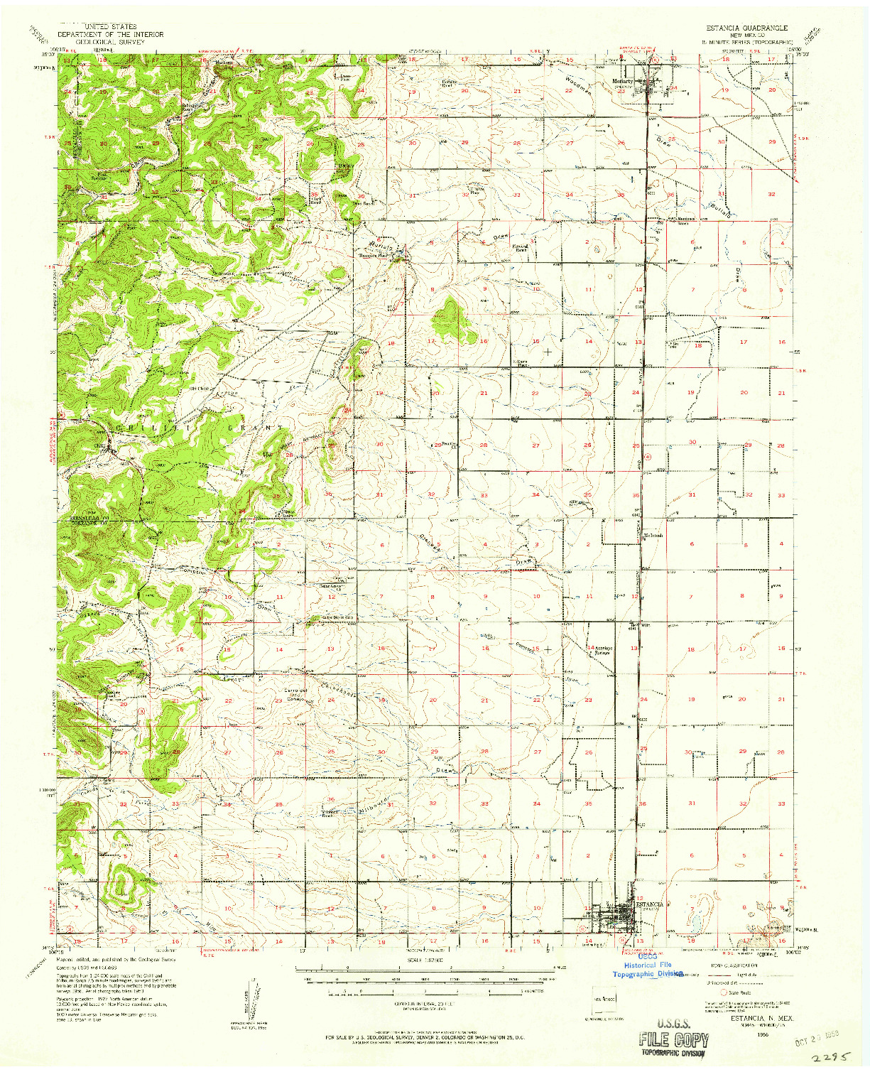 USGS 1:62500-SCALE QUADRANGLE FOR ESTANCIA, NM 1956