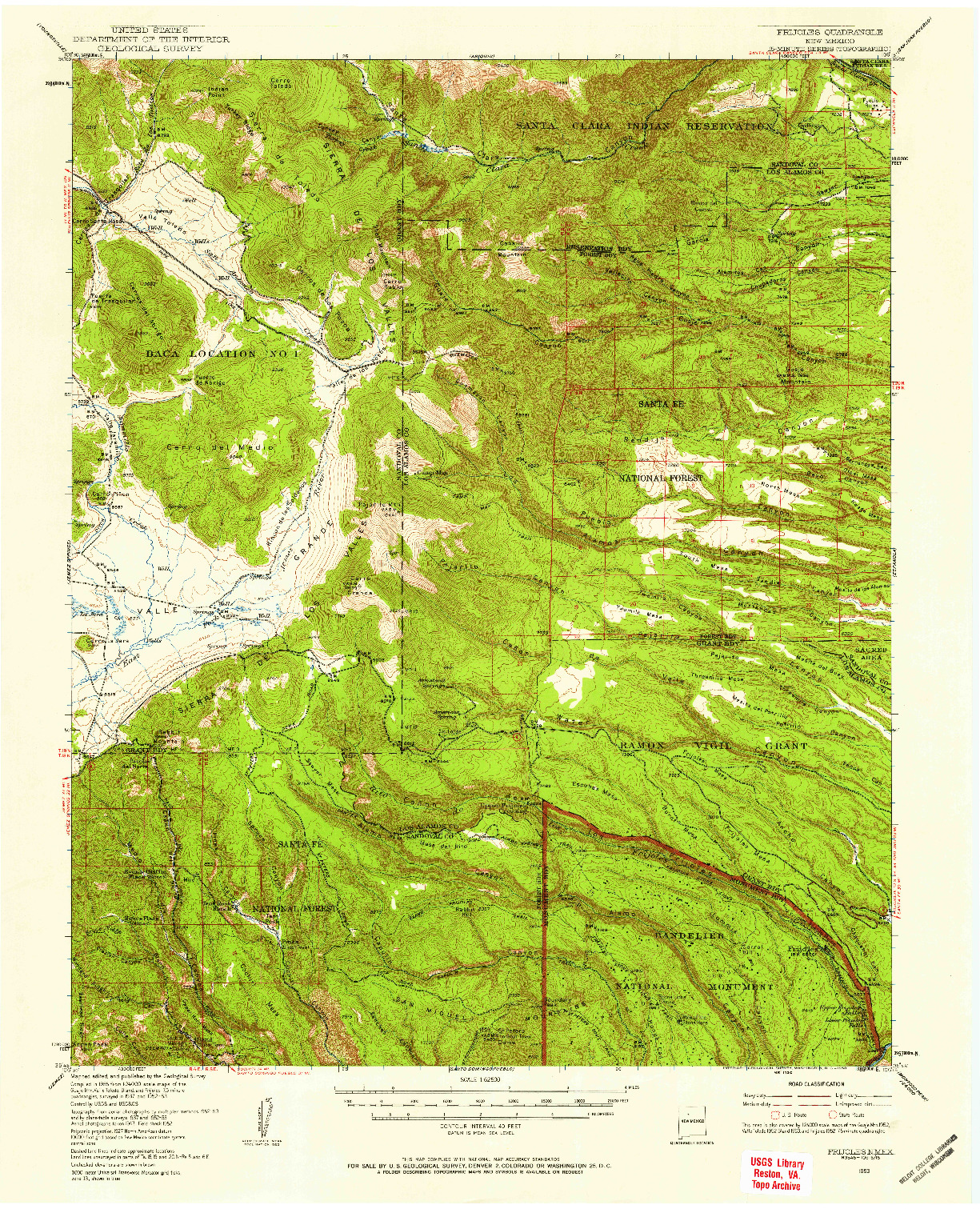 USGS 1:62500-SCALE QUADRANGLE FOR FRIJOLES, NM 1953