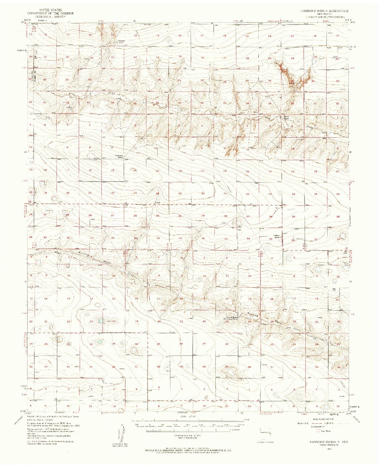 USGS 1:62500-SCALE QUADRANGLE FOR HAMMOND RANCH, NM 1957