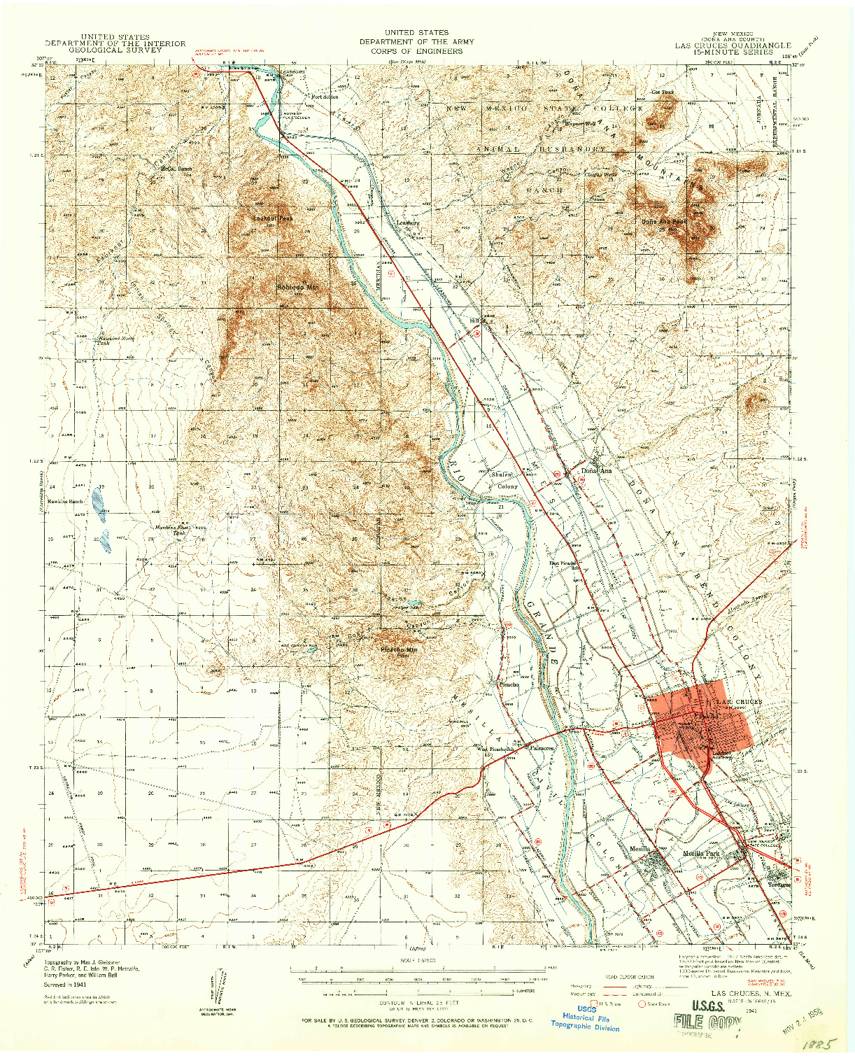 USGS 1:62500-SCALE QUADRANGLE FOR LAS CRUCES, NM 1941