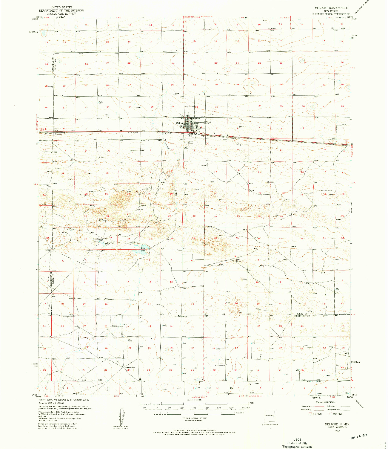 USGS 1:62500-SCALE QUADRANGLE FOR MELROSE, NM 1957