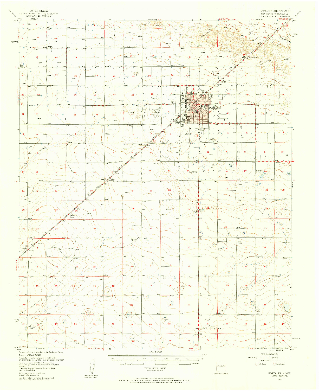 USGS 1:62500-SCALE QUADRANGLE FOR PORTALES, NM 1957