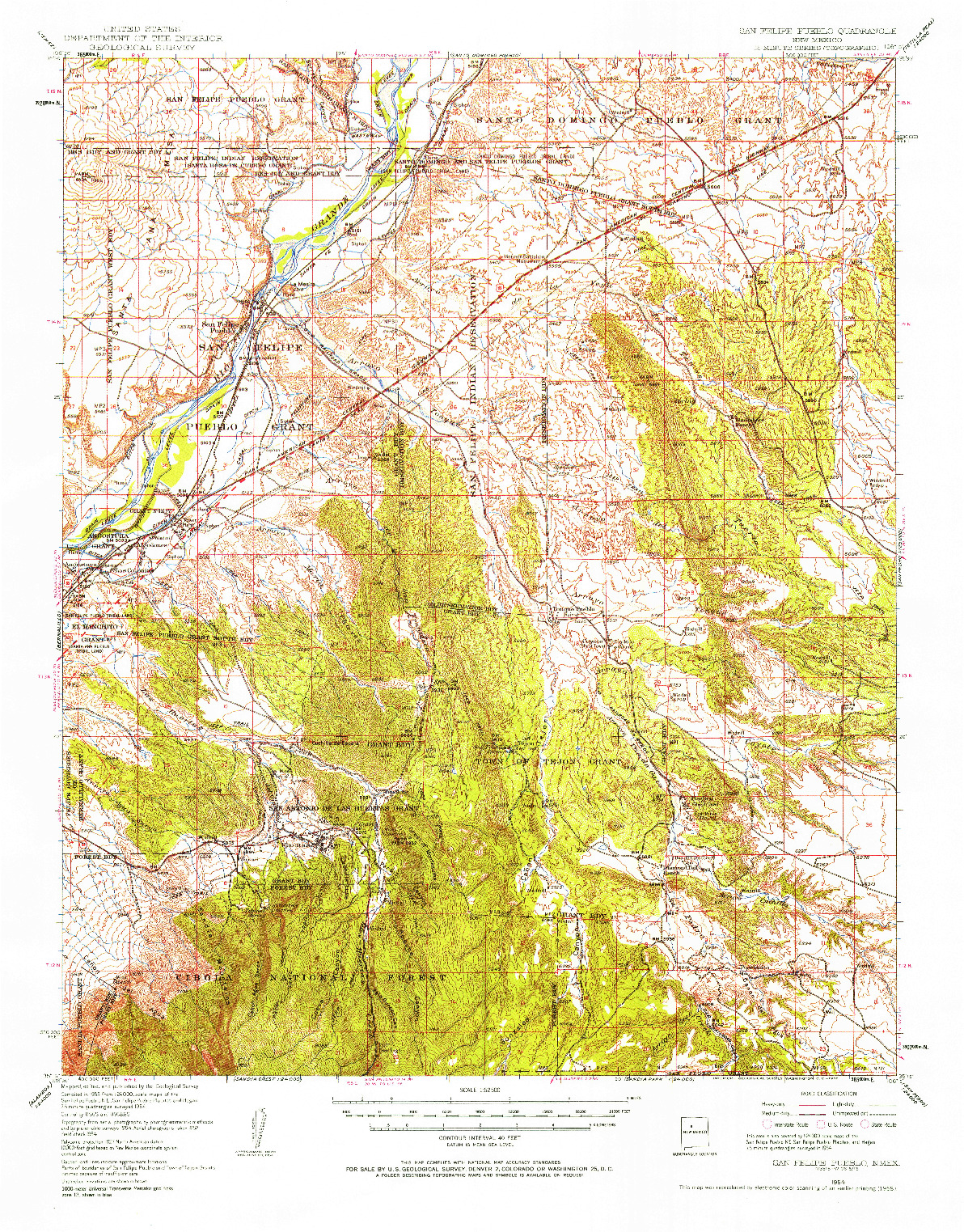 USGS 1:62500-SCALE QUADRANGLE FOR SAN FELIPE PUEBLO, NM 1954