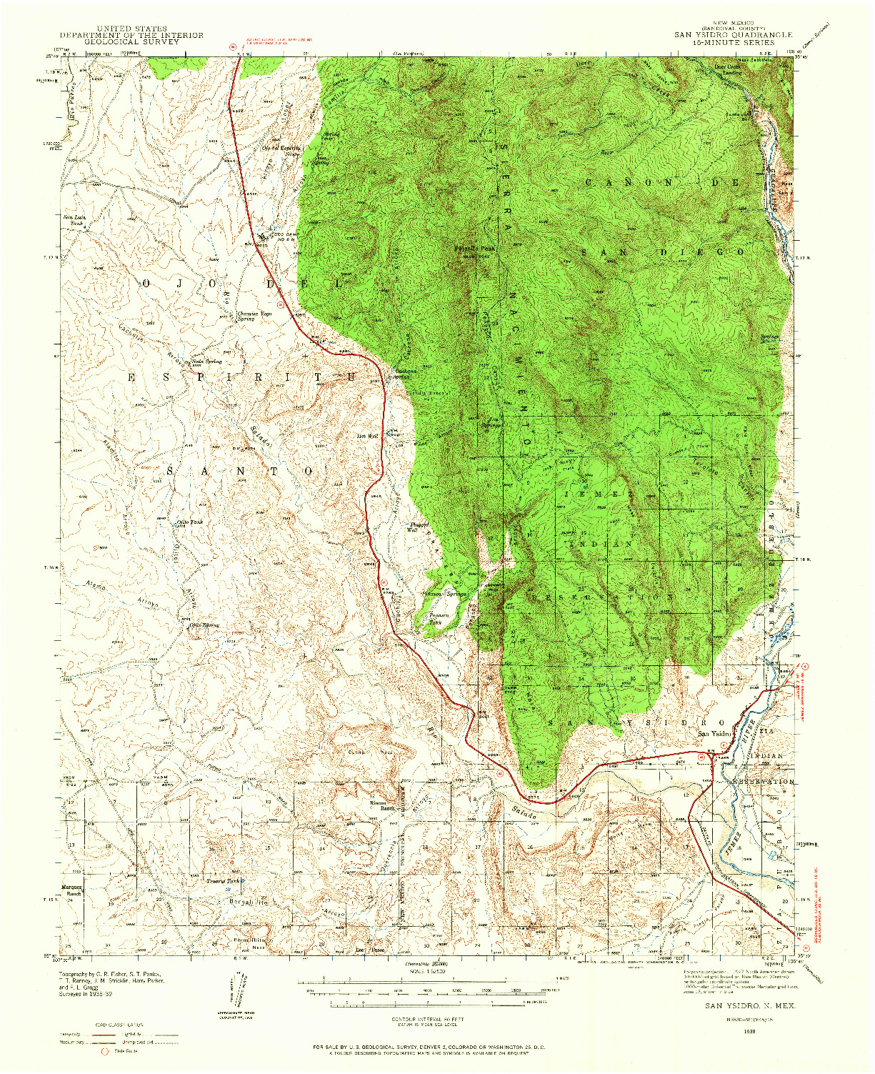 USGS 1:62500-SCALE QUADRANGLE FOR SAN YSIDRO, NM 1939