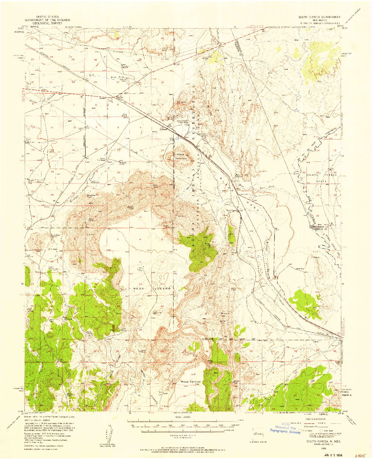 USGS 1:62500-SCALE QUADRANGLE FOR SOUTH GARCIA, NM 1956