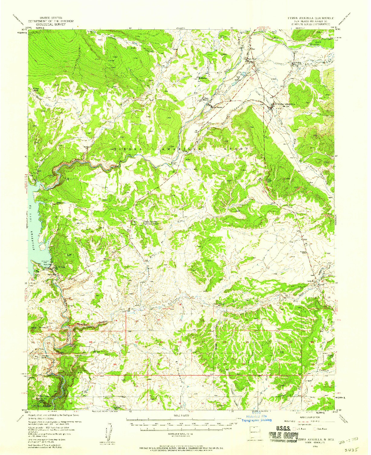 USGS 1:62500-SCALE QUADRANGLE FOR TIERRA AMARILLA, NM 1955