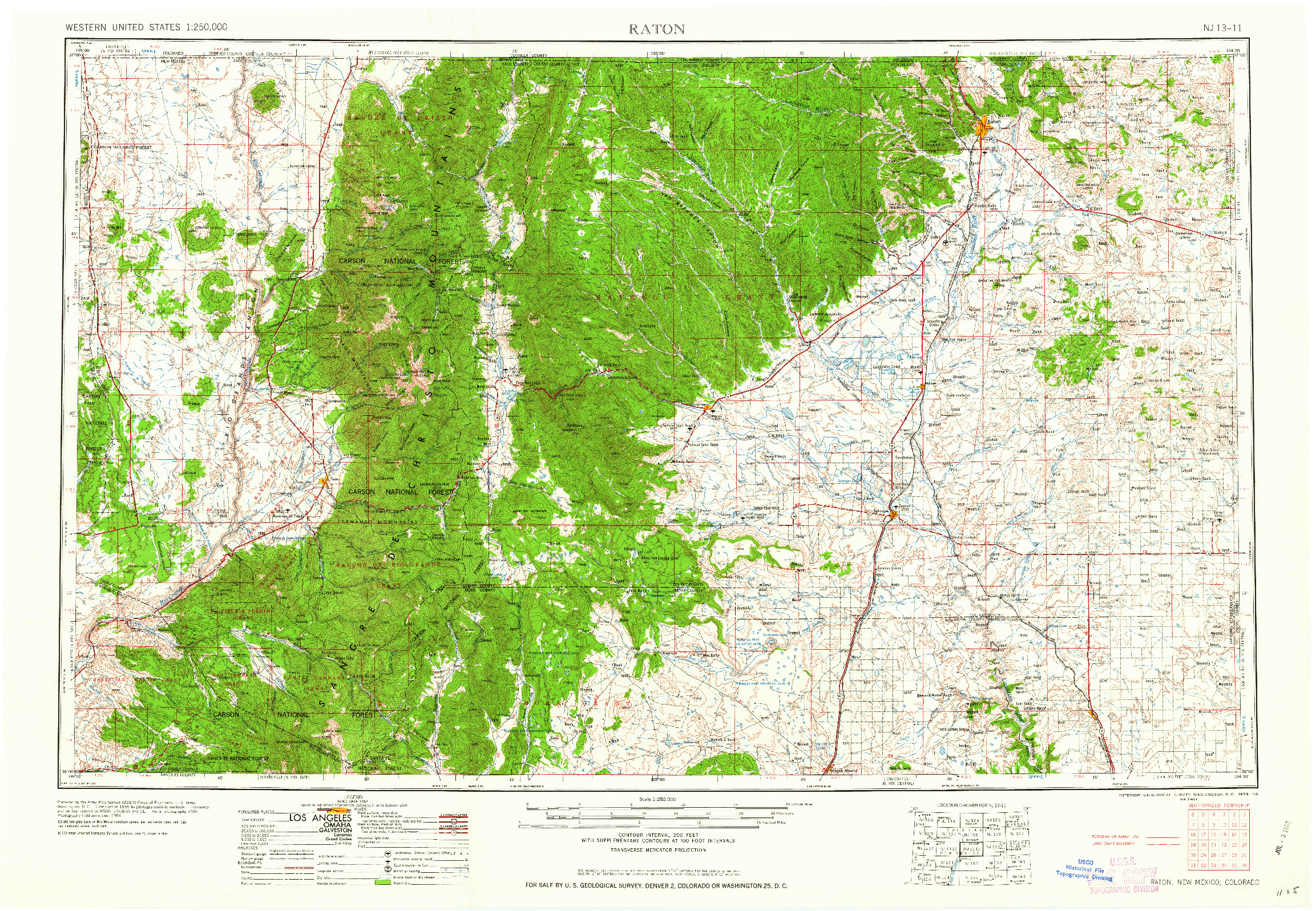 USGS 1:250000-SCALE QUADRANGLE FOR RATON, NM 1958