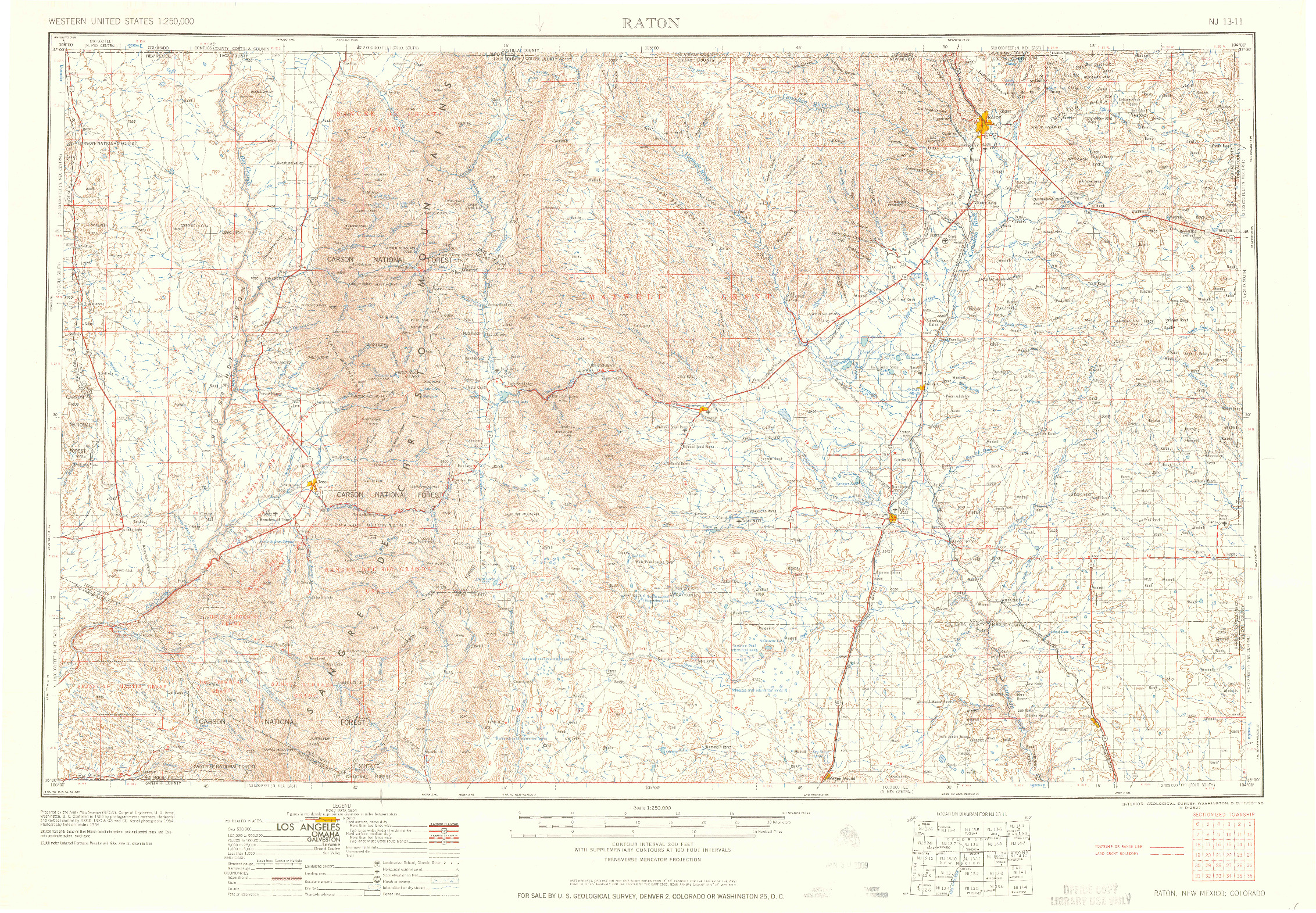 USGS 1:250000-SCALE QUADRANGLE FOR RATON, NM 1958