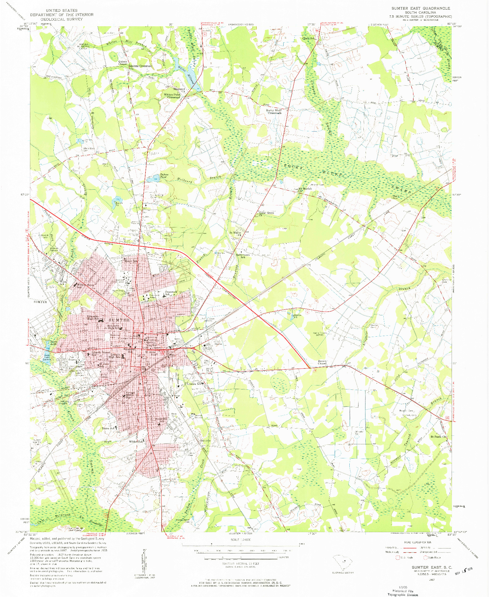 USGS 1:24000-SCALE QUADRANGLE FOR SUMTER EAST, SC 1957