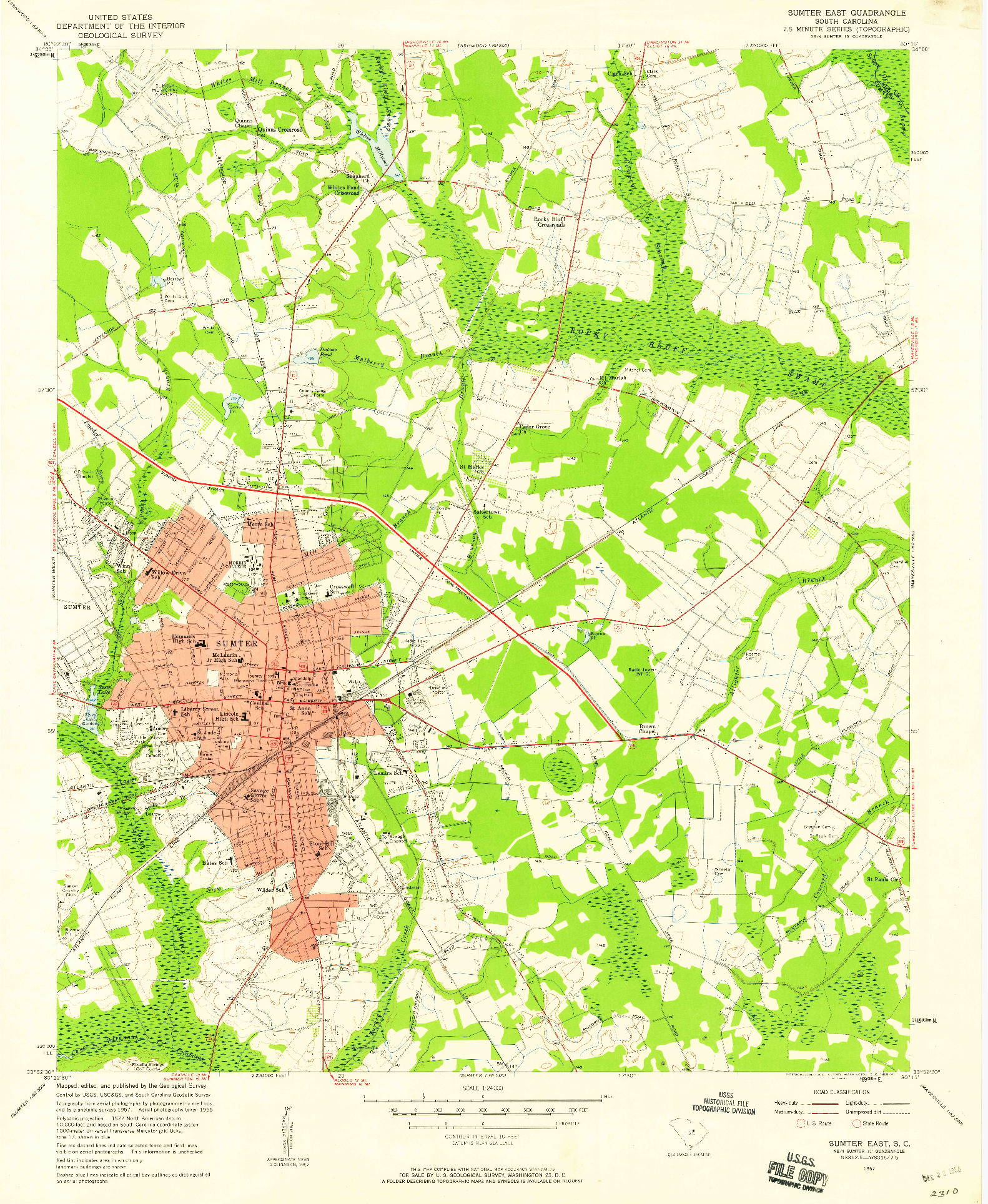 USGS 1:24000-SCALE QUADRANGLE FOR SUMTER EAST, SC 1957