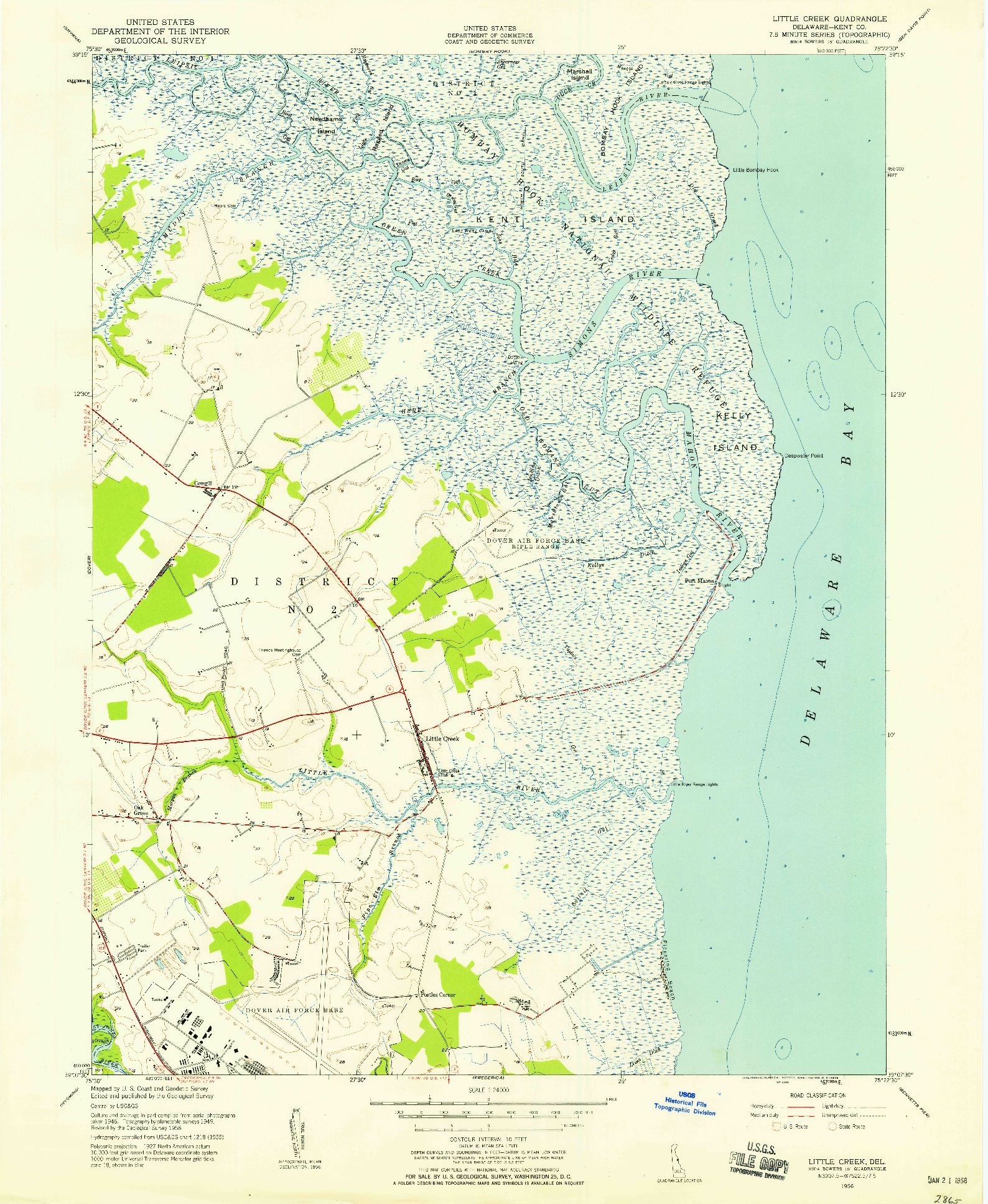 USGS 1:24000-SCALE QUADRANGLE FOR LITTLE CREEK, DE 1956