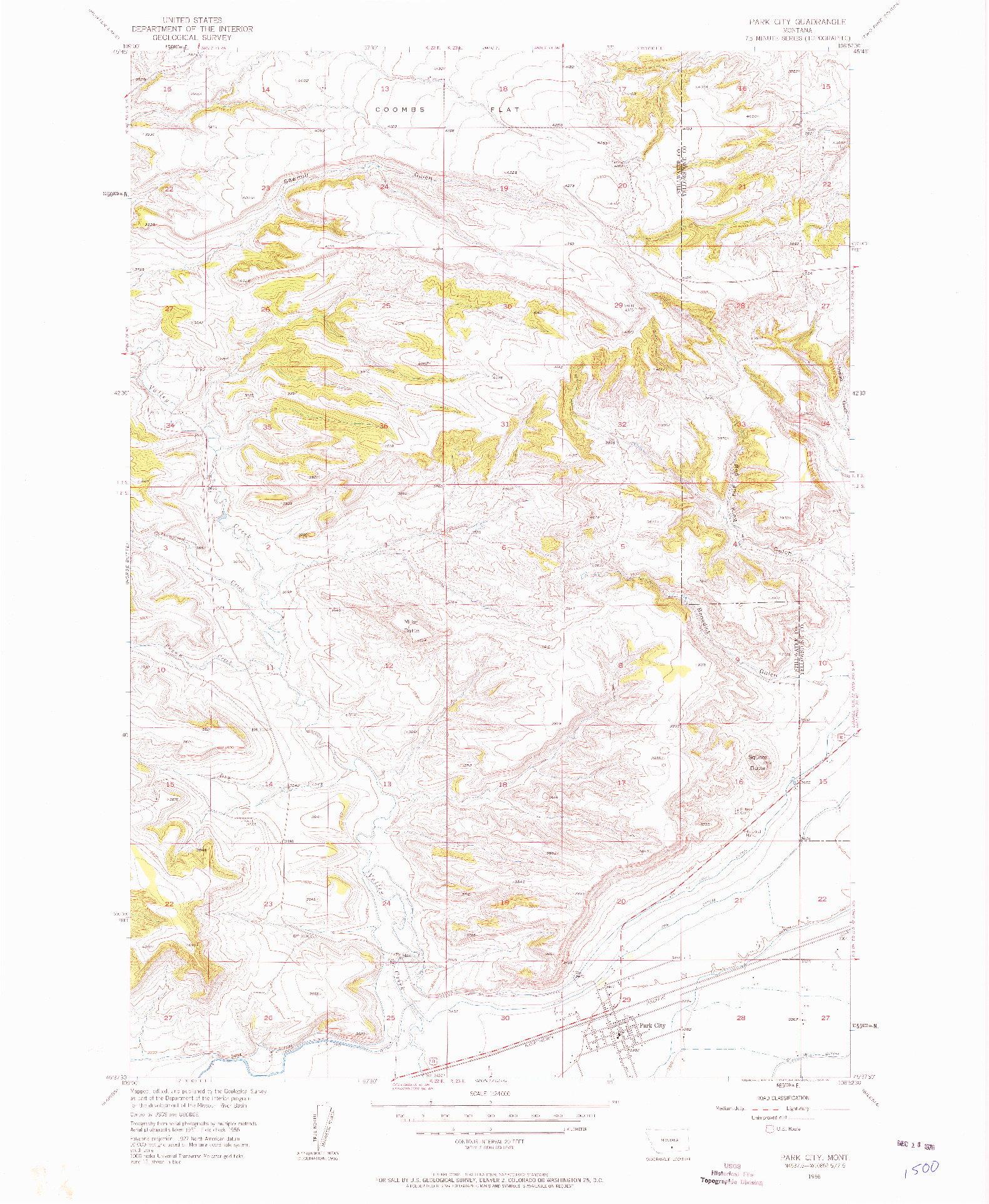 USGS 1:24000-SCALE QUADRANGLE FOR PARK CITY, MT 1956