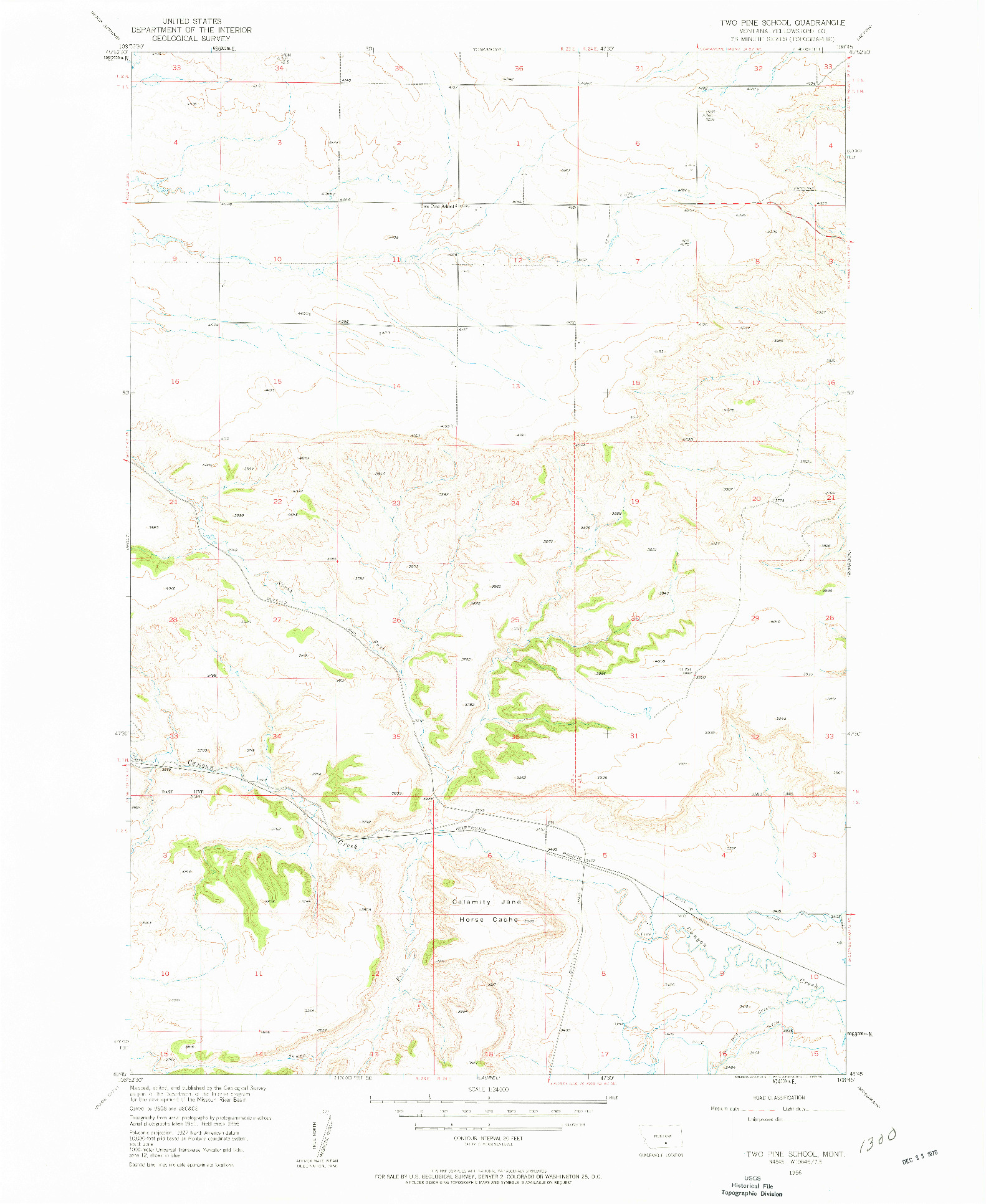 USGS 1:24000-SCALE QUADRANGLE FOR TWO PINE SCHOOL, MT 1956