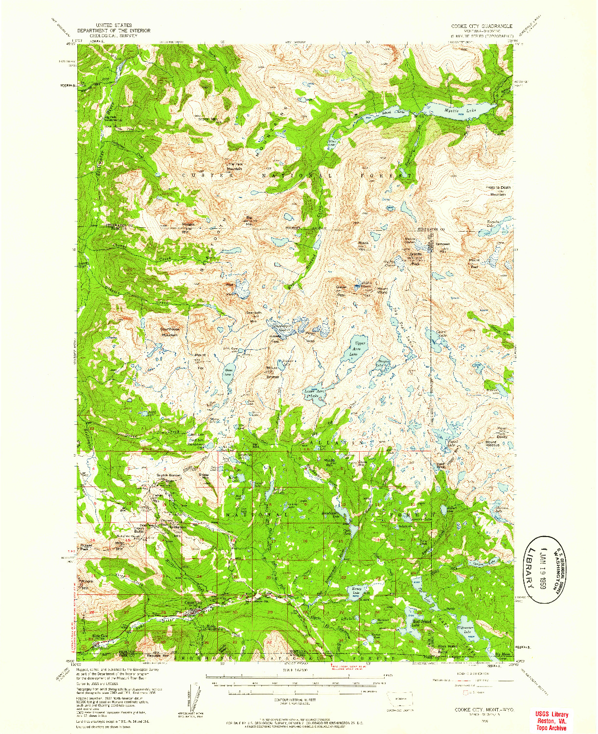 USGS 1:62500-SCALE QUADRANGLE FOR COOKE CITY, MT 1956