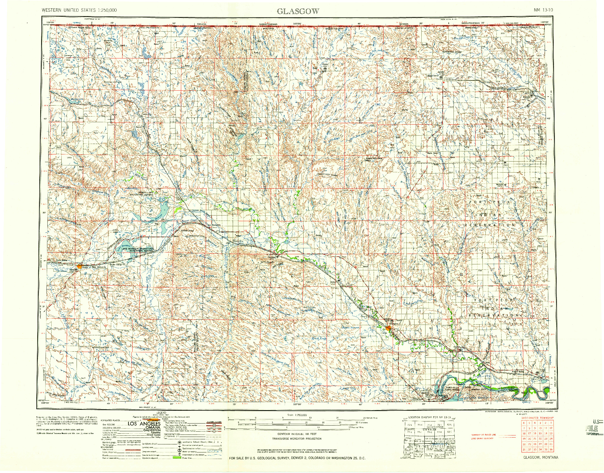 USGS 1:250000-SCALE QUADRANGLE FOR GLASGOW, MT 1958