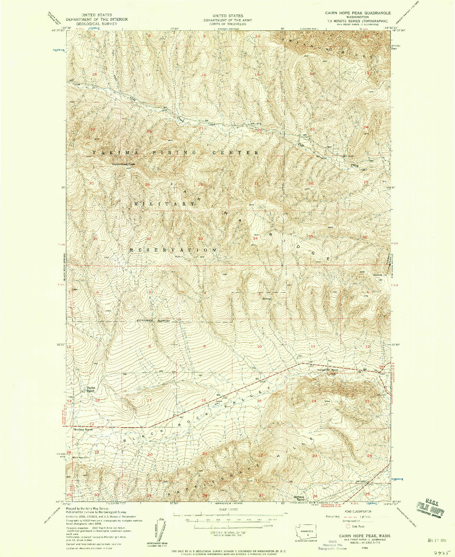 USGS 1:24000-SCALE QUADRANGLE FOR CAIRN HOPE PEAK, WA 1948