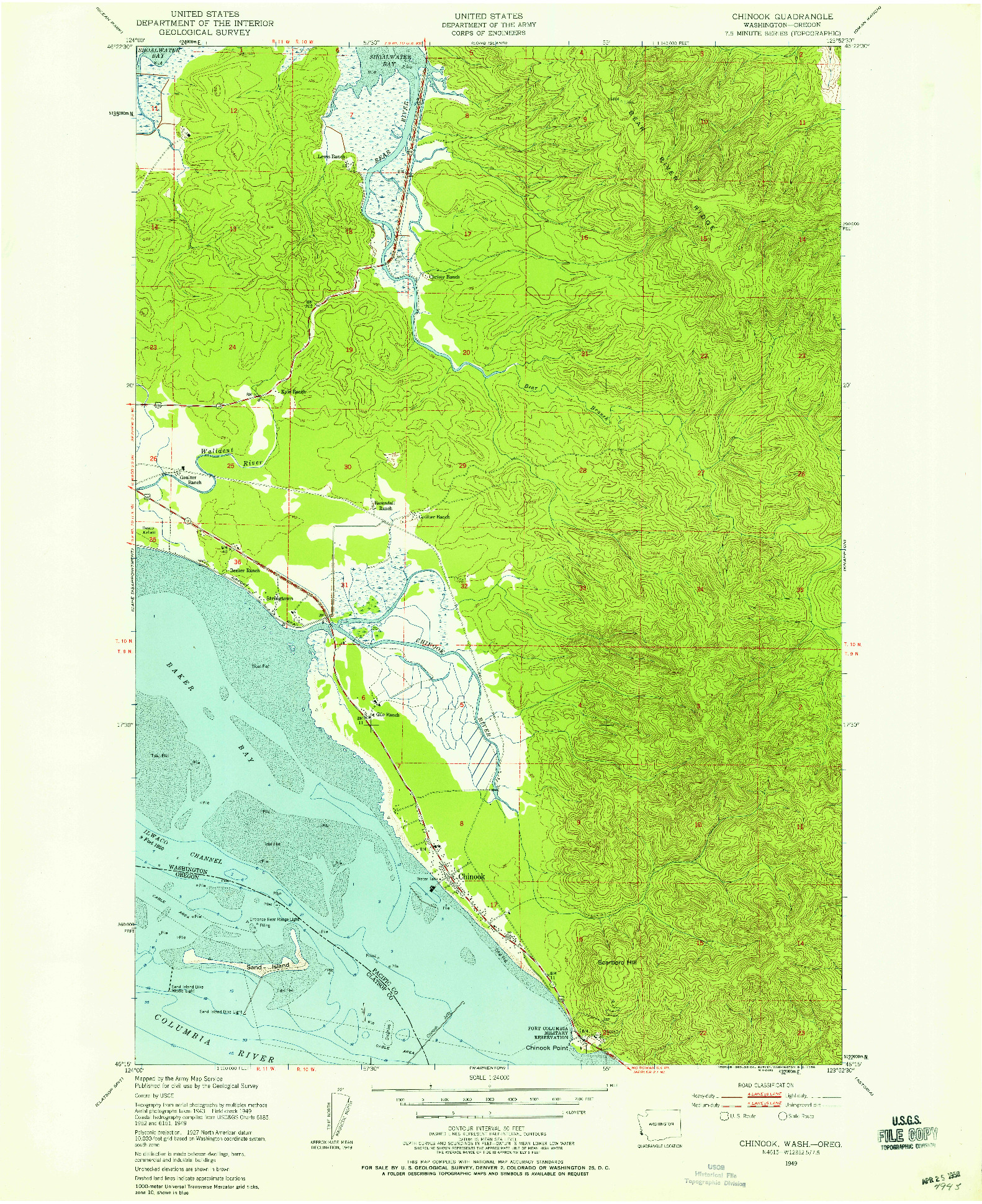 USGS 1:24000-SCALE QUADRANGLE FOR CHINOOK, WA 1949
