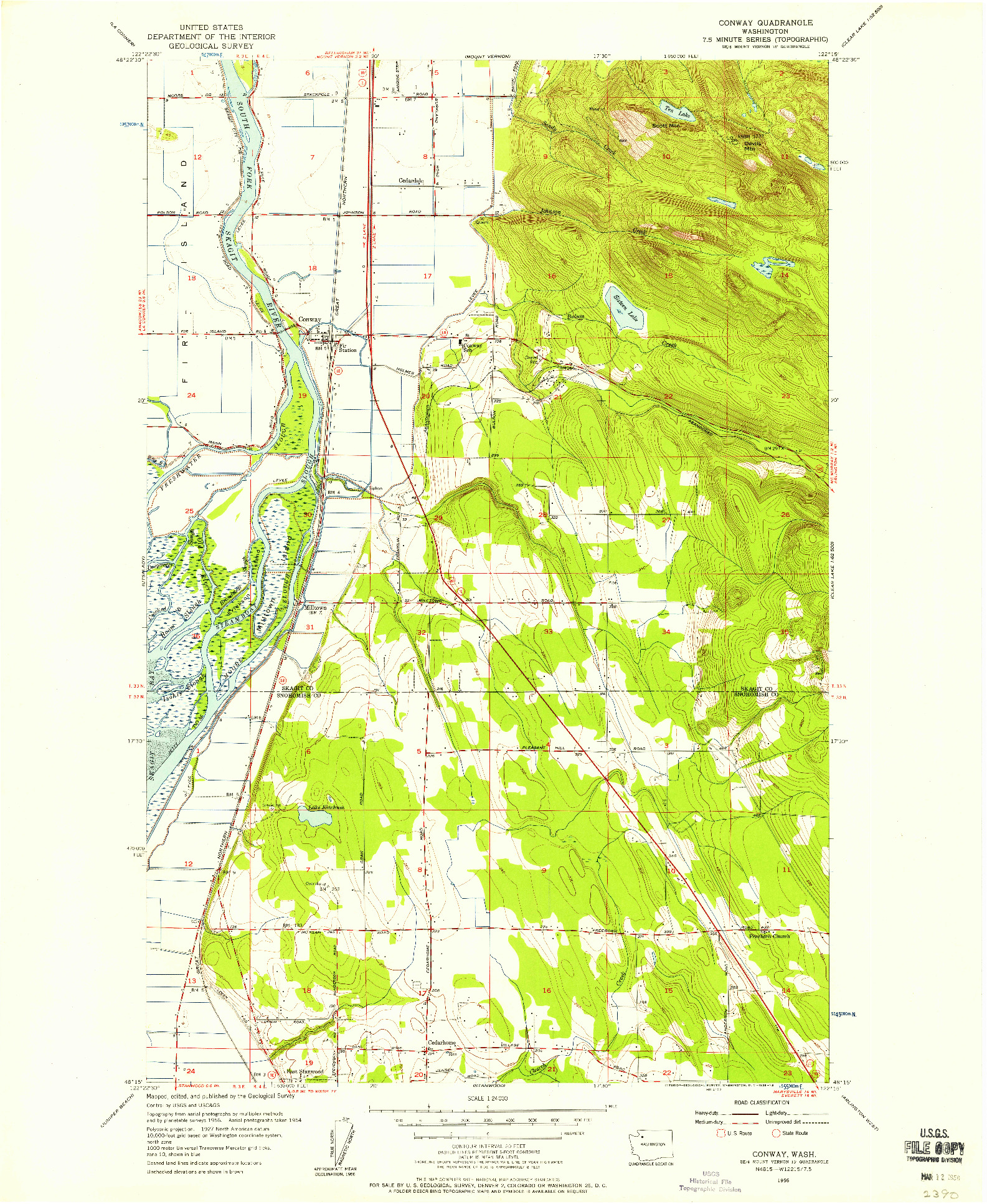 USGS 1:24000-SCALE QUADRANGLE FOR CONWAY, WA 1956