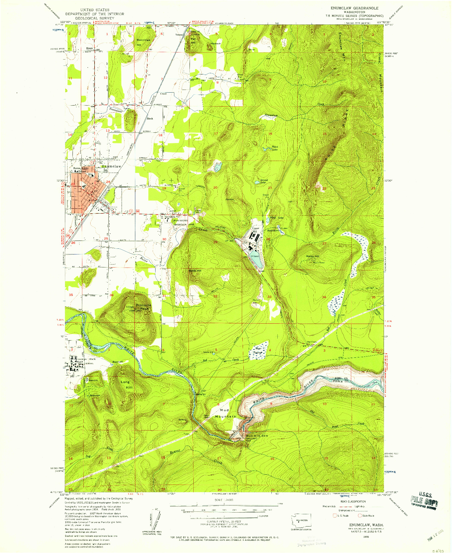 USGS 1:24000-SCALE QUADRANGLE FOR ENUMCLAW, WA 1956