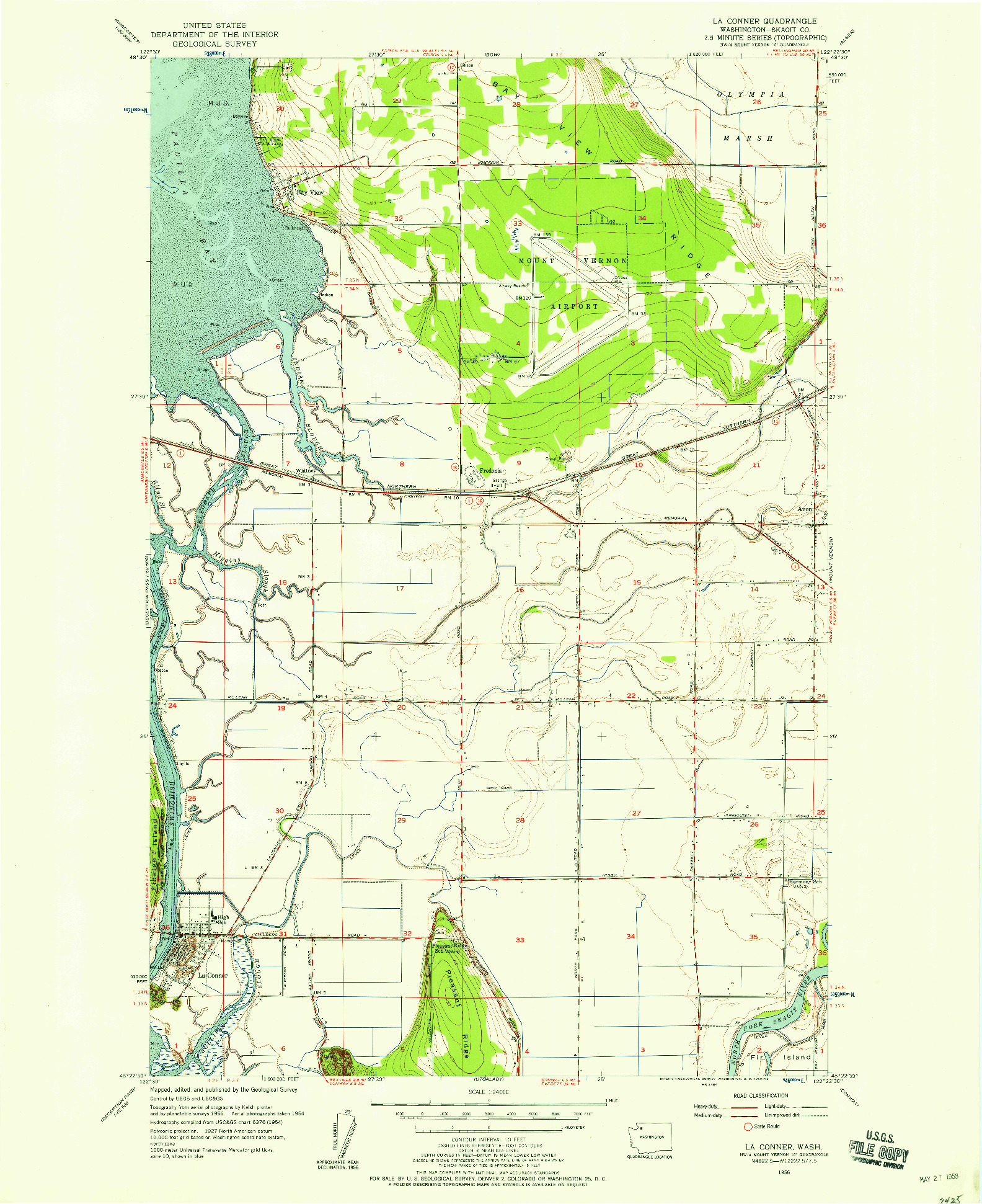 USGS 1:24000-SCALE QUADRANGLE FOR LA CONNER, WA 1956