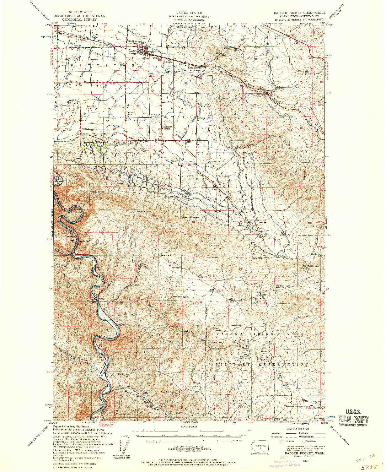 USGS 1:62500-SCALE QUADRANGLE FOR BADGER POCKET, WA 1953