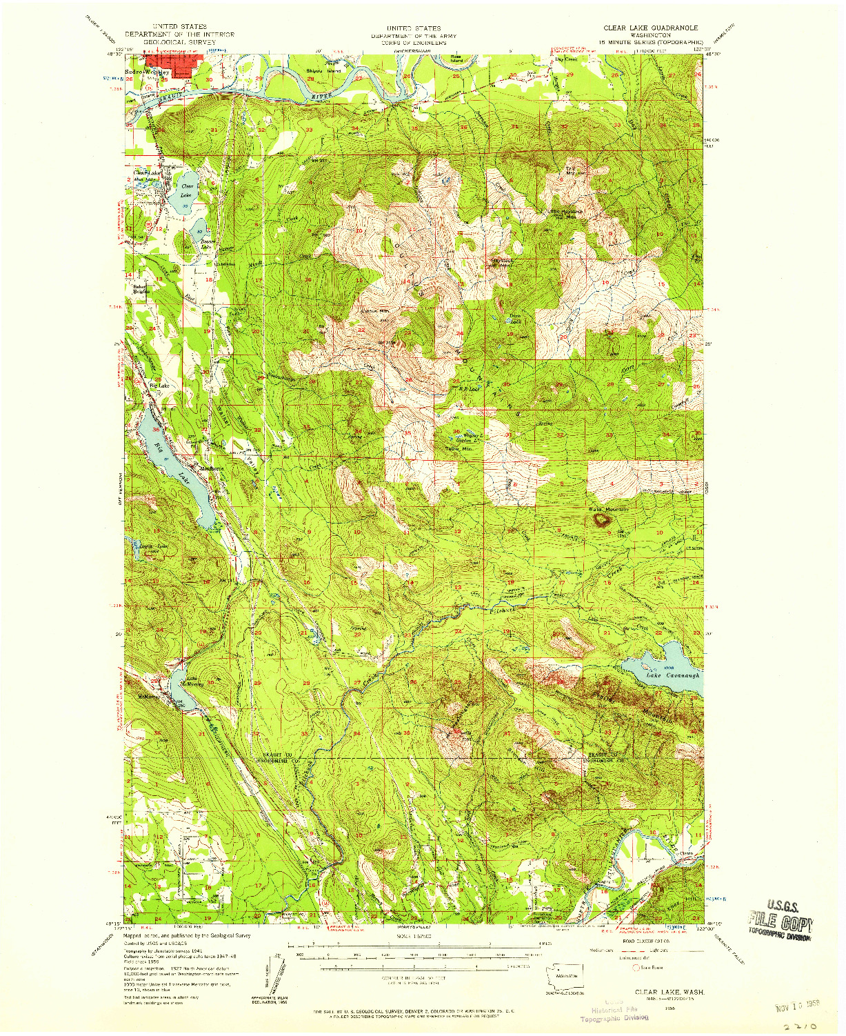 USGS 1:62500-SCALE QUADRANGLE FOR CLEAR LAKE, WA 1956