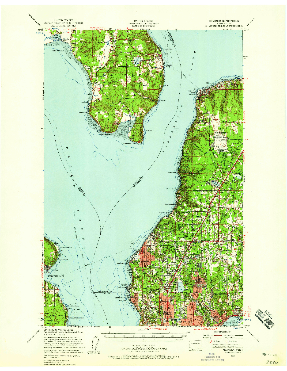 USGS 1:62500-SCALE QUADRANGLE FOR EDMONDS, WA 1953