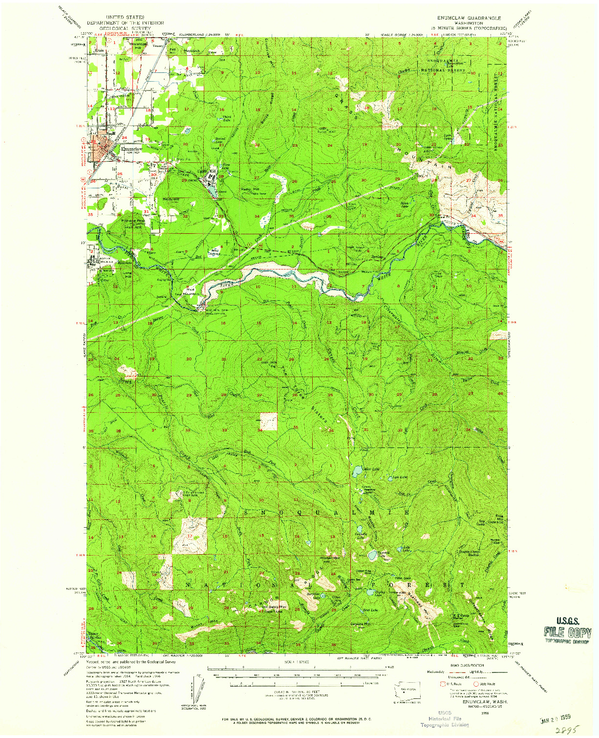 USGS 1:62500-SCALE QUADRANGLE FOR ENUMCLAW, WA 1956