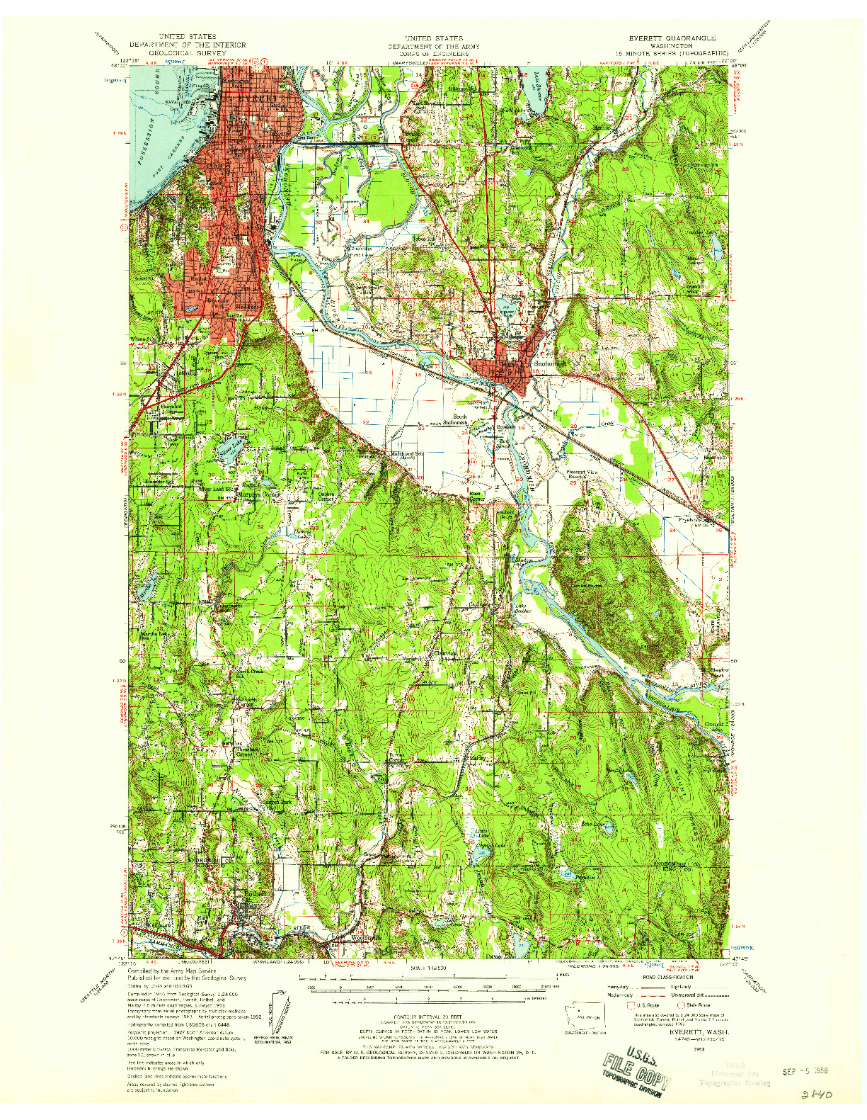 USGS 1:62500-SCALE QUADRANGLE FOR EVERETT, WA 1953
