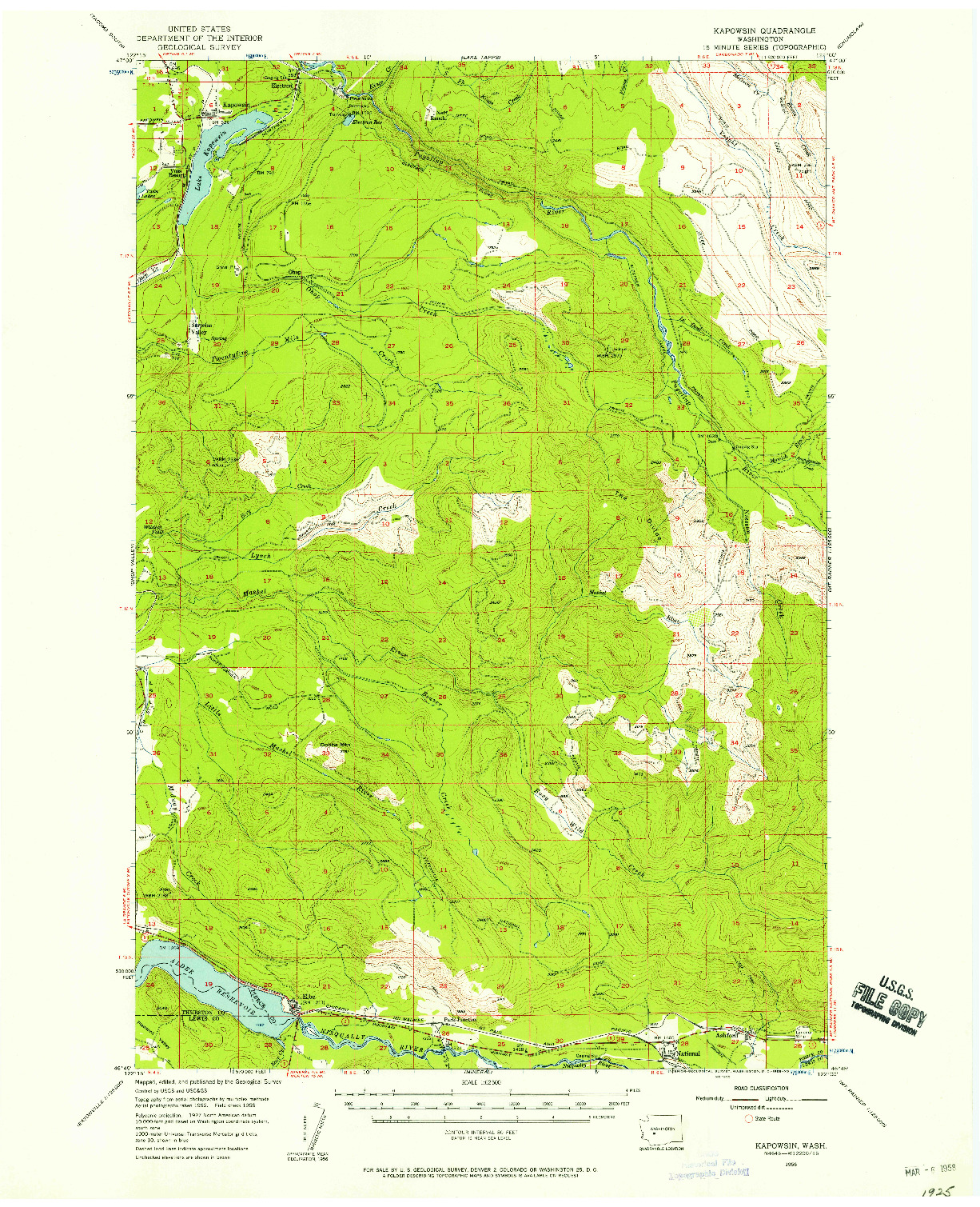 USGS 1:62500-SCALE QUADRANGLE FOR KAPOWSIN, WA 1956