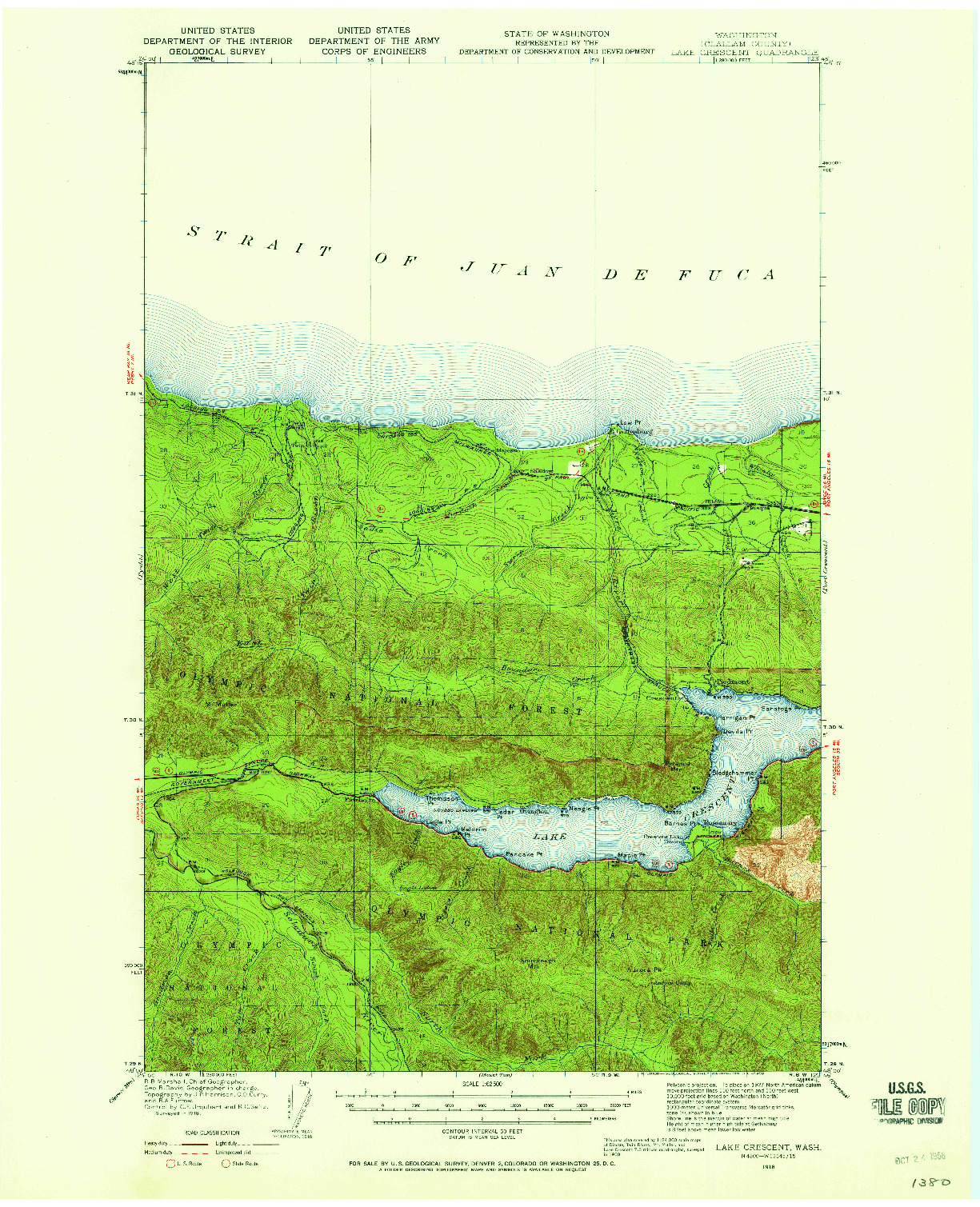 USGS 1:62500-SCALE QUADRANGLE FOR LAKE CRESCENT, WA 1918
