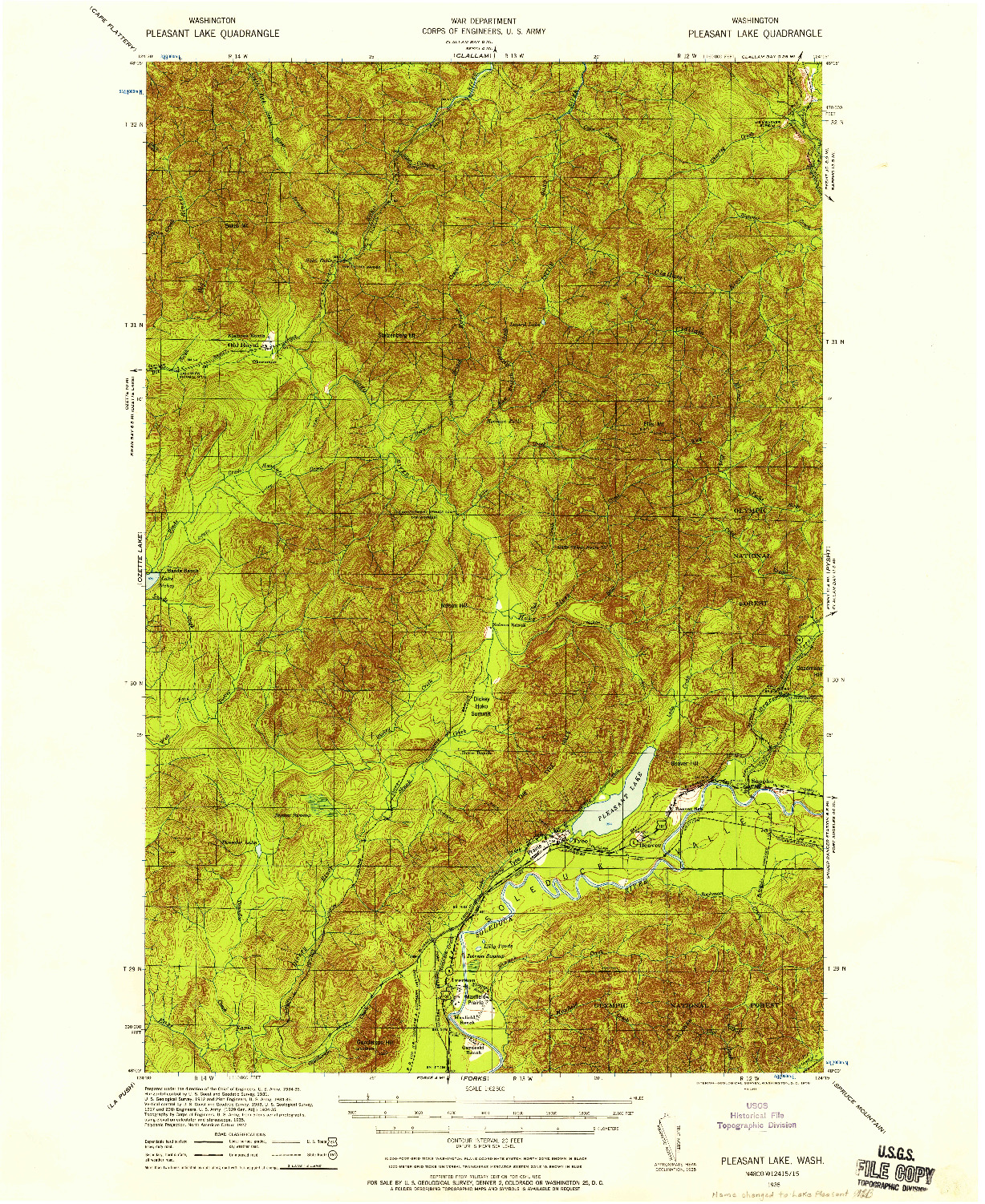 USGS 1:62500-SCALE QUADRANGLE FOR LAKE PLEASANT, WA 1935