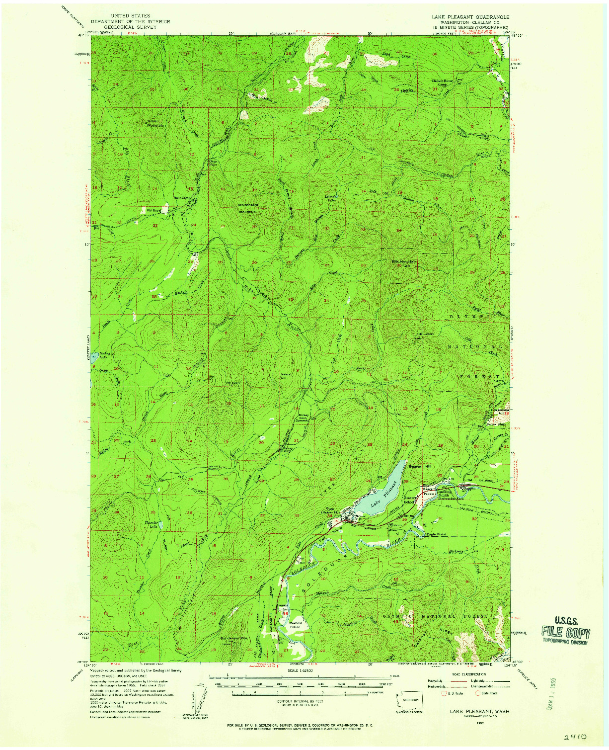 USGS 1:62500-SCALE QUADRANGLE FOR LAKE PLEASANT, WA 1957
