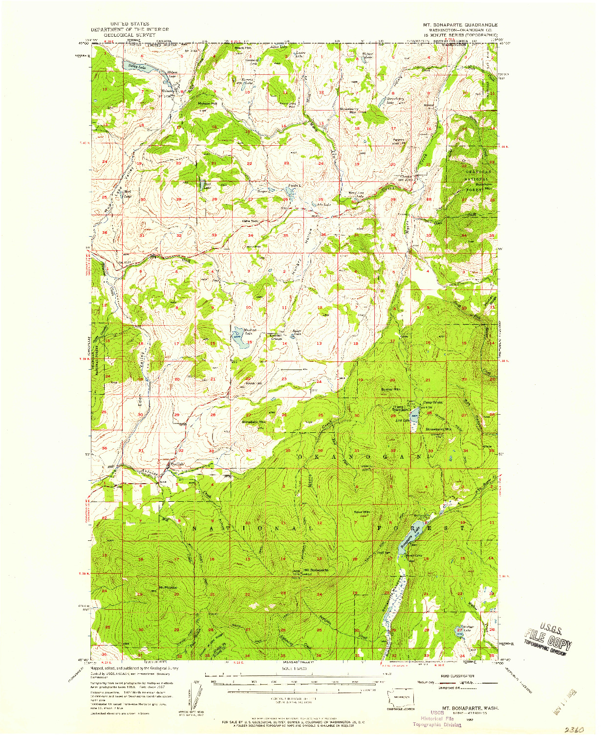 USGS 1:62500-SCALE QUADRANGLE FOR MT. BONAPARTE, WA 1957