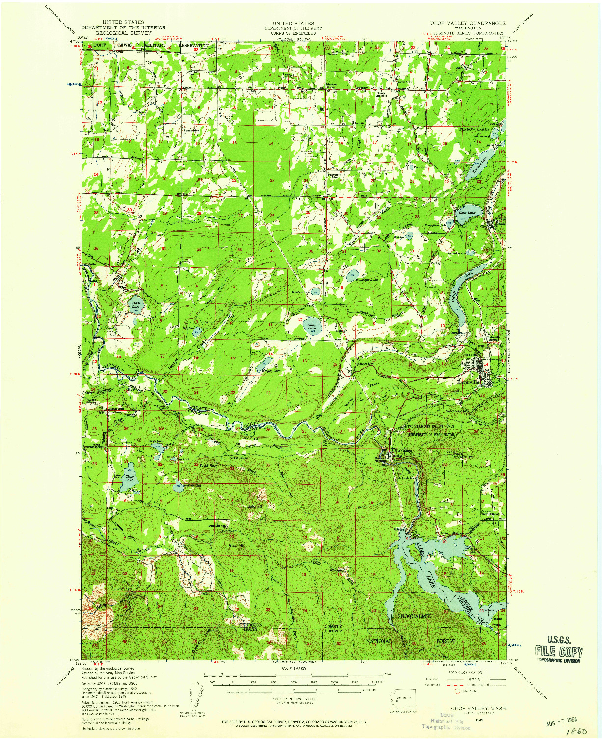 USGS 1:62500-SCALE QUADRANGLE FOR OHOP VALLEY, WA 1949