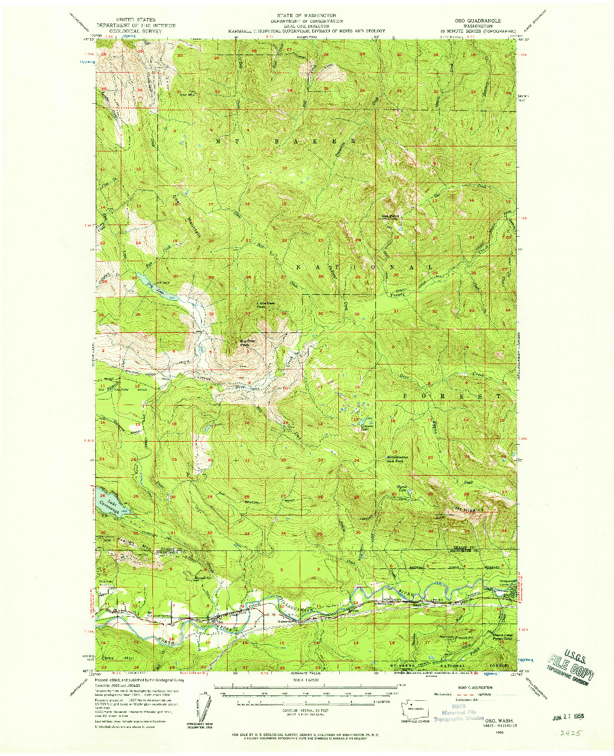 USGS 1:62500-SCALE QUADRANGLE FOR OSO, WA 1956