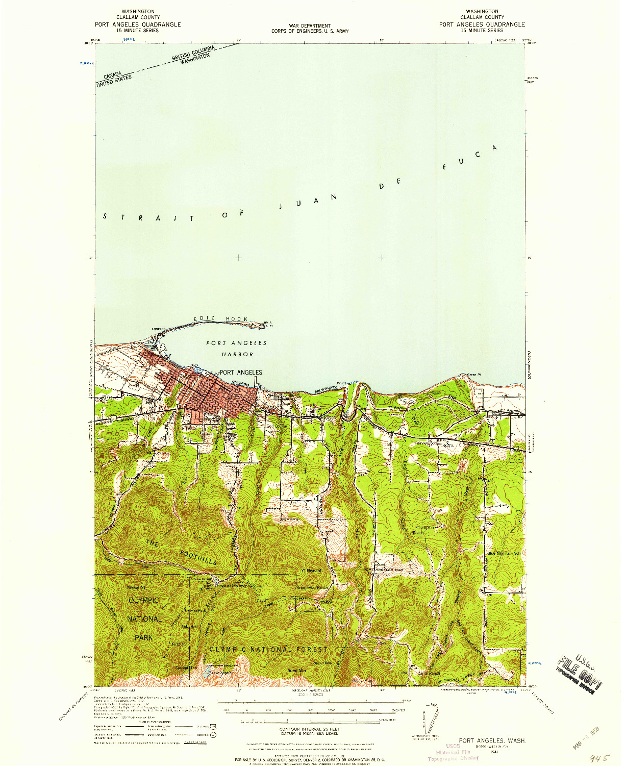 USGS 1:62500-SCALE QUADRANGLE FOR PORT ANGELES, WA 1941