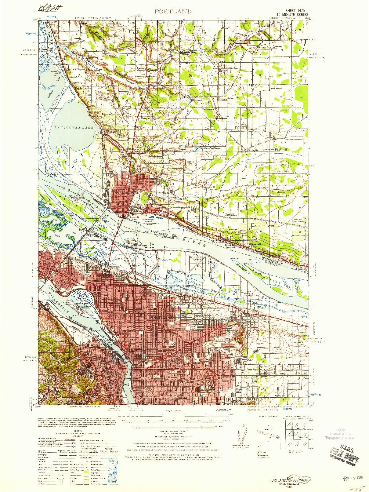 USGS 1:62500-SCALE QUADRANGLE FOR PORTLAND, WA 1940